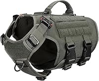 Vista 22 de ICEFANG GN3 - Arnés táctico para perros con 6 hebillas, chaleco Molle para perro con asa, cobertura de 3/4 del cuerpo, panel de gancho y bucle