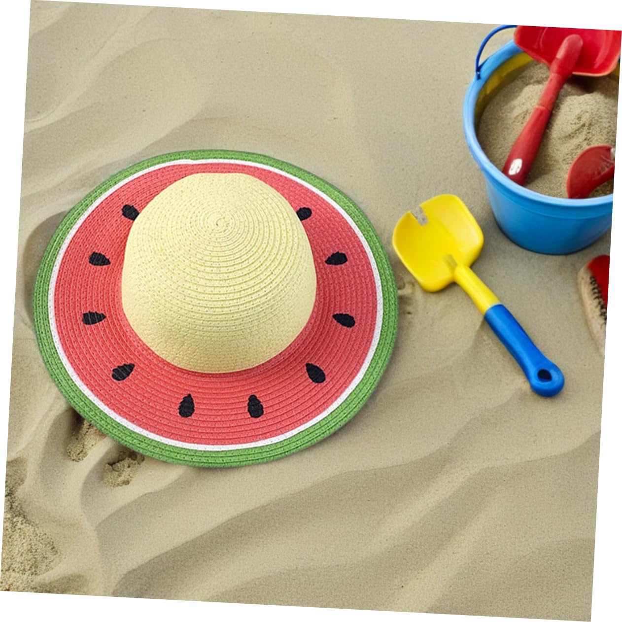 Sombrero de Paja de Sandía para Niñas, ala Ancha, Verano