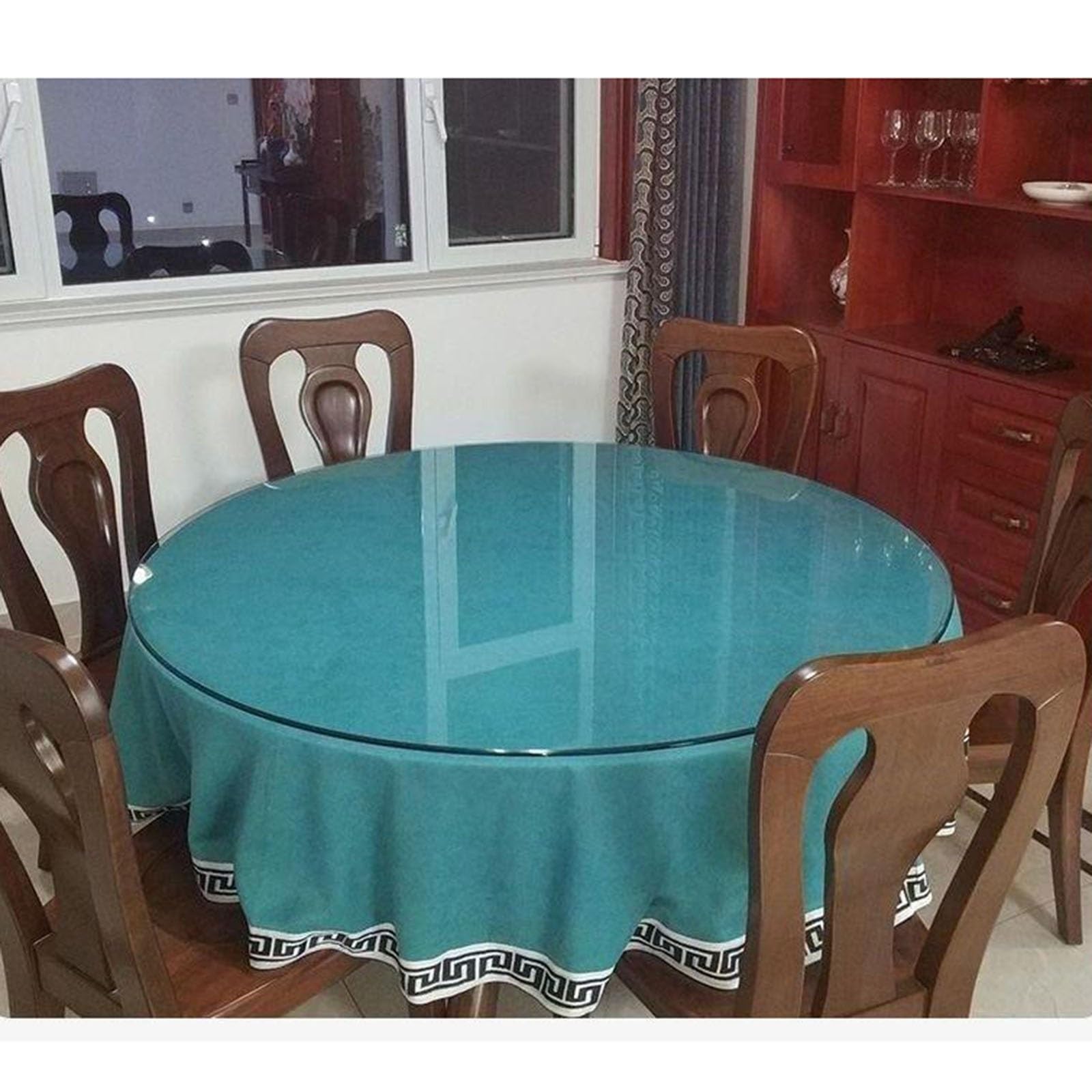 Table ronde transparente résistante à la chaleur pour repas sans contrainte