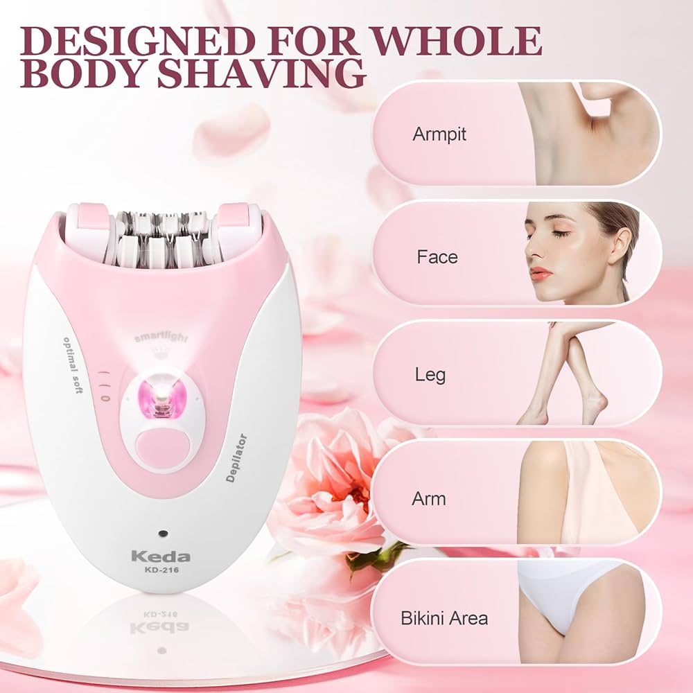 Epilator for Women, Cordless Facial Hair Removal with LED Light, 2 Speeds, Electric Trimmer Tweezer for Face Legs Arms Underarm Armpit Bikini, Painless Smooth Glide Mini Epilator Shaver for Travel : Amazon.co.uk: