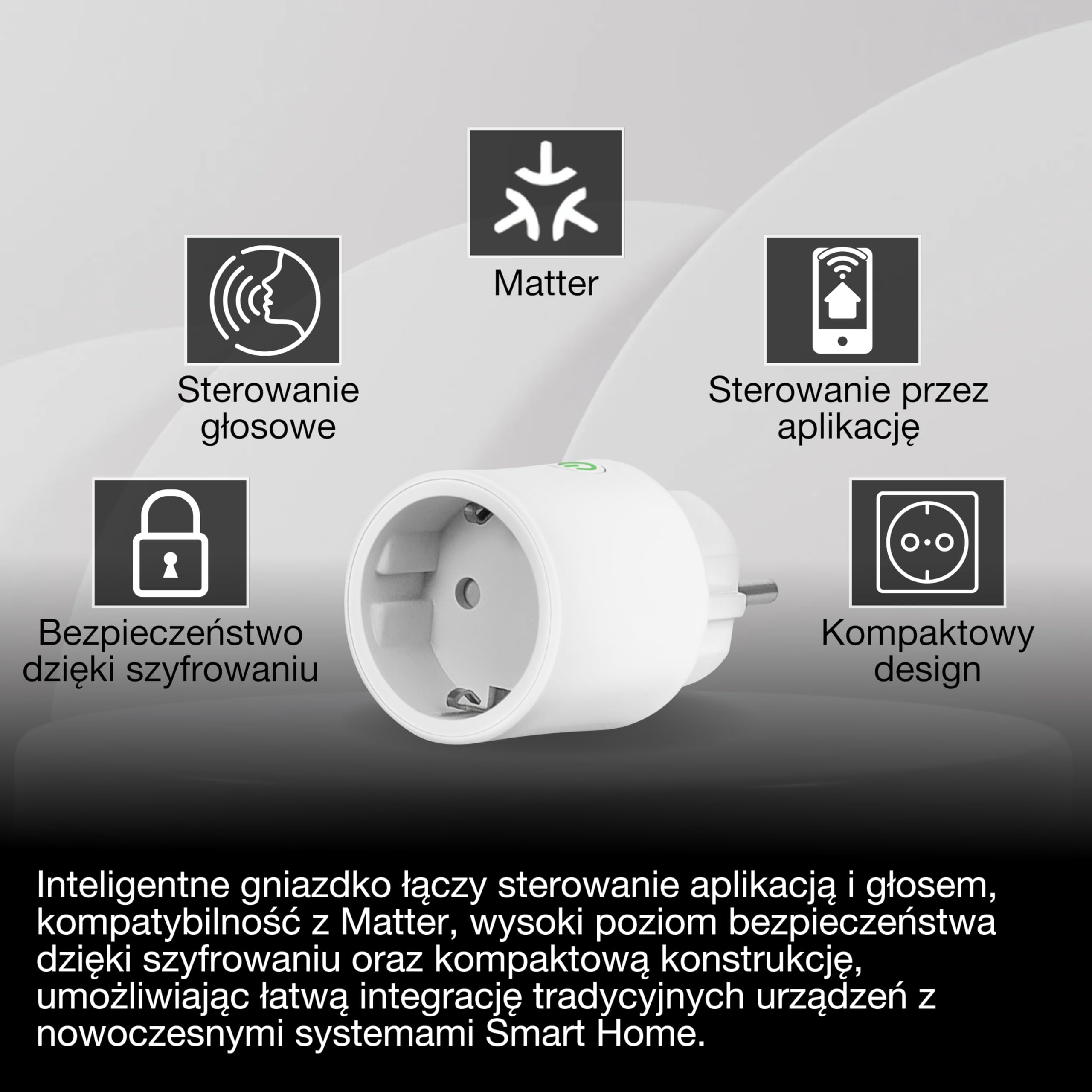 OSRAM SMART+ WiFi Matter Gniazdo wtykowe EU 10A 2300W IP20 | SMART+ MATTER Plug, Plugs, Biały, 48 mm dia, opakowanie 1 sztuk