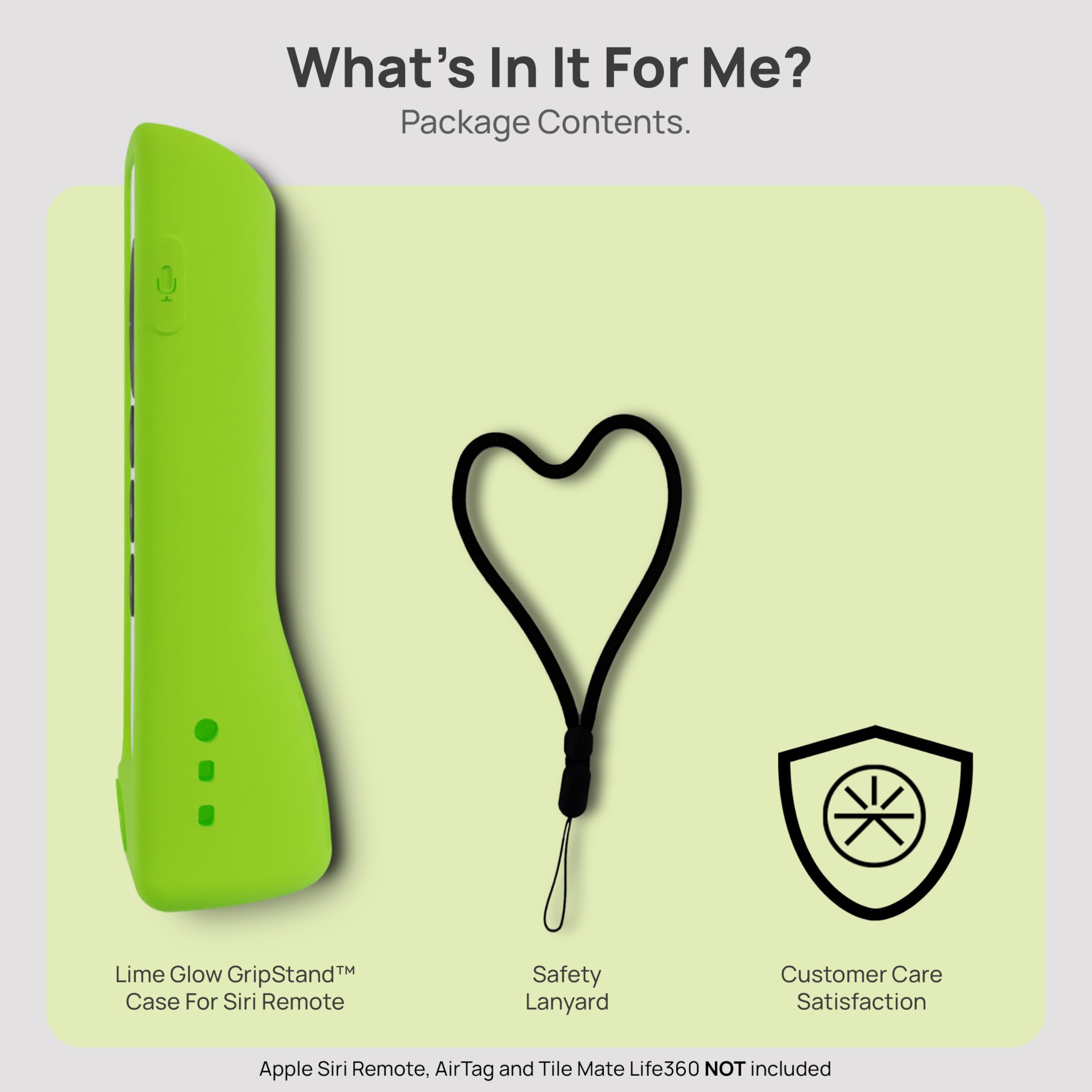 GripStand™ Apple TV Remote Cover: Compatible with AirTag, Fits Siri Apple TV 4K/HD (2nd & 3rd Gen), Stand-Up Design, Enhanced Grip, Anti-Slip and Drop Protection, Lime Glow by 73&Sunny