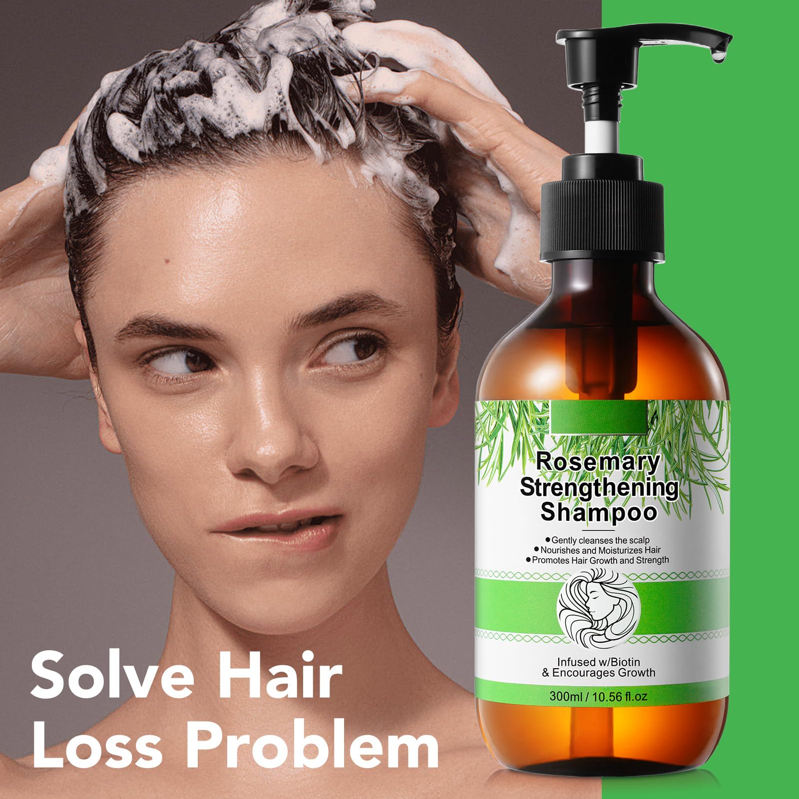 Champú de romero y menta para pérdida de cabello con biotina