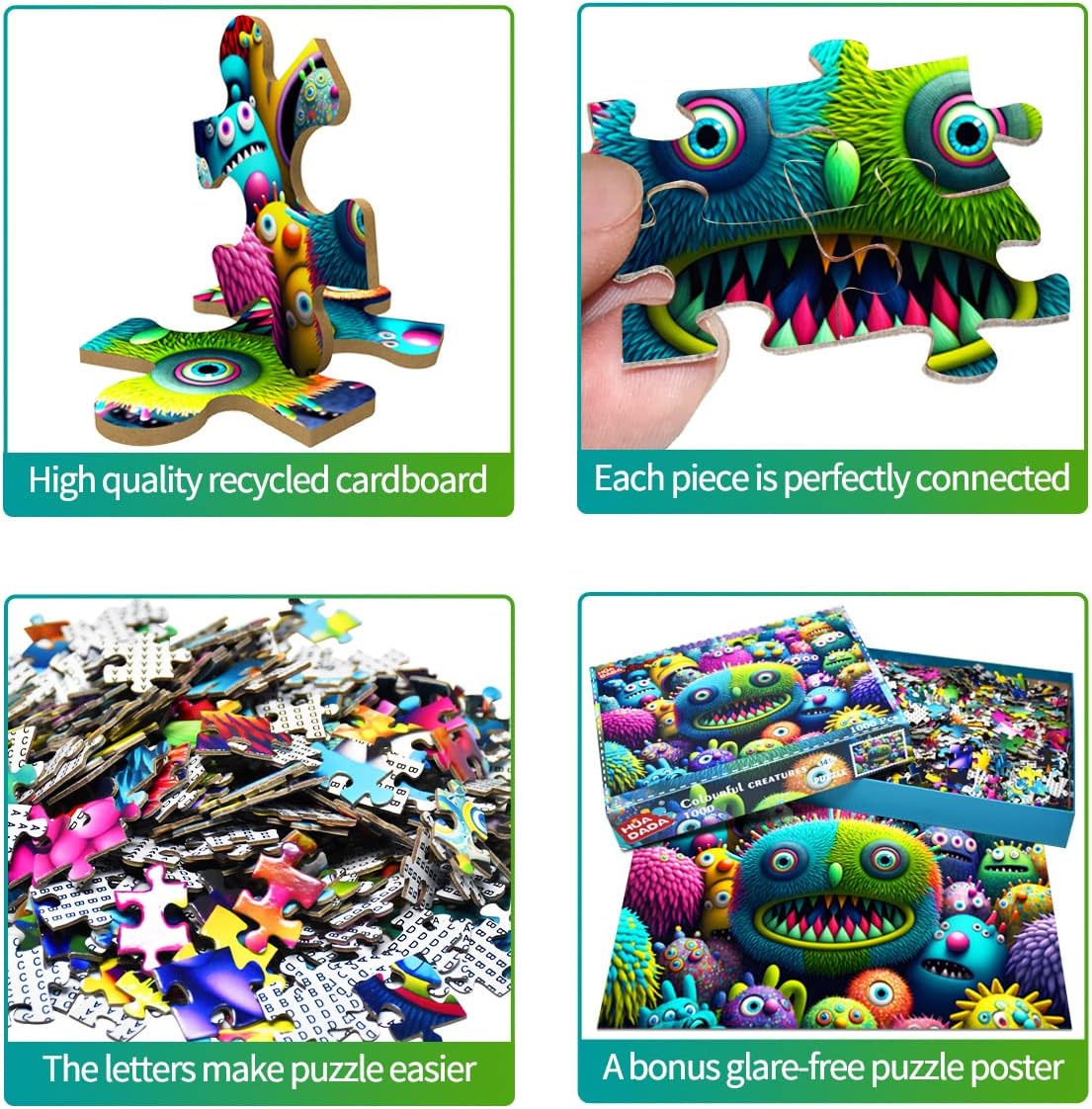 HUADADA Rompecabezas de 1000 piezas para adultos, criaturas coloridas ...
