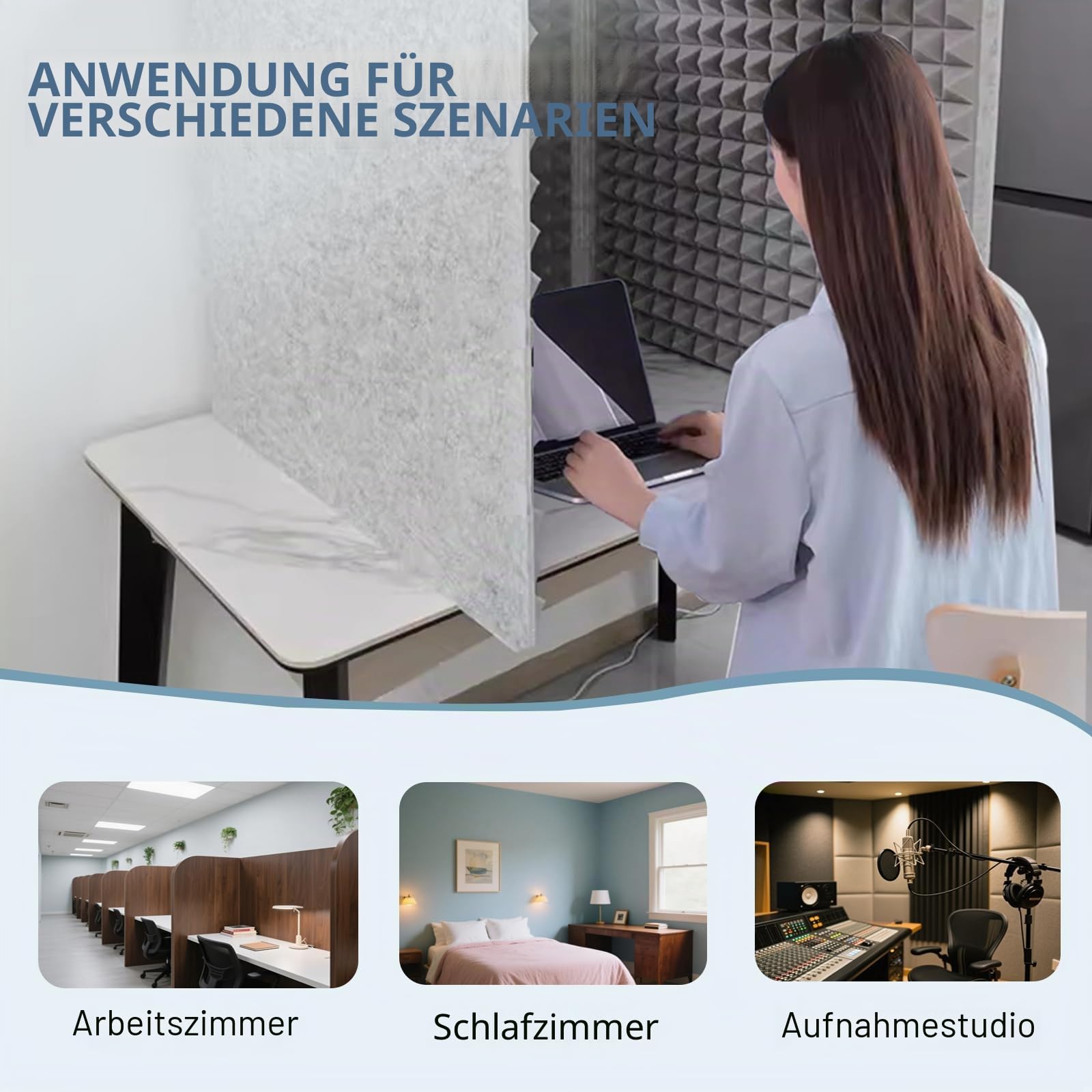 Tragbare Gesangskabine Schallschutzabdeckung, 60x60cm | Schalldichte Abdeckung, Mikrofon Schallschutz, Akustikschaumplatte, Isolationskabine, Für Studio Singen Podcast