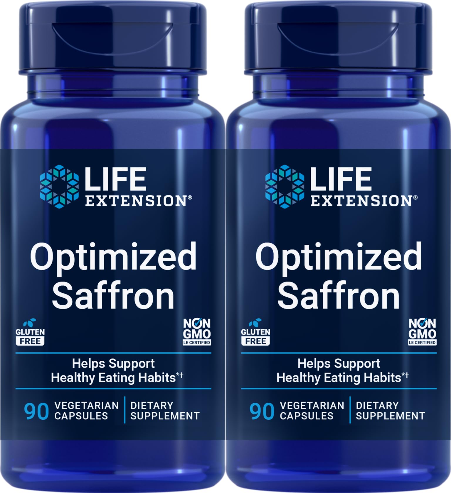 Life Extension Optimized Saffron Extract with Satiereal, 90 Vegetarian Capsules (Pack of 2)