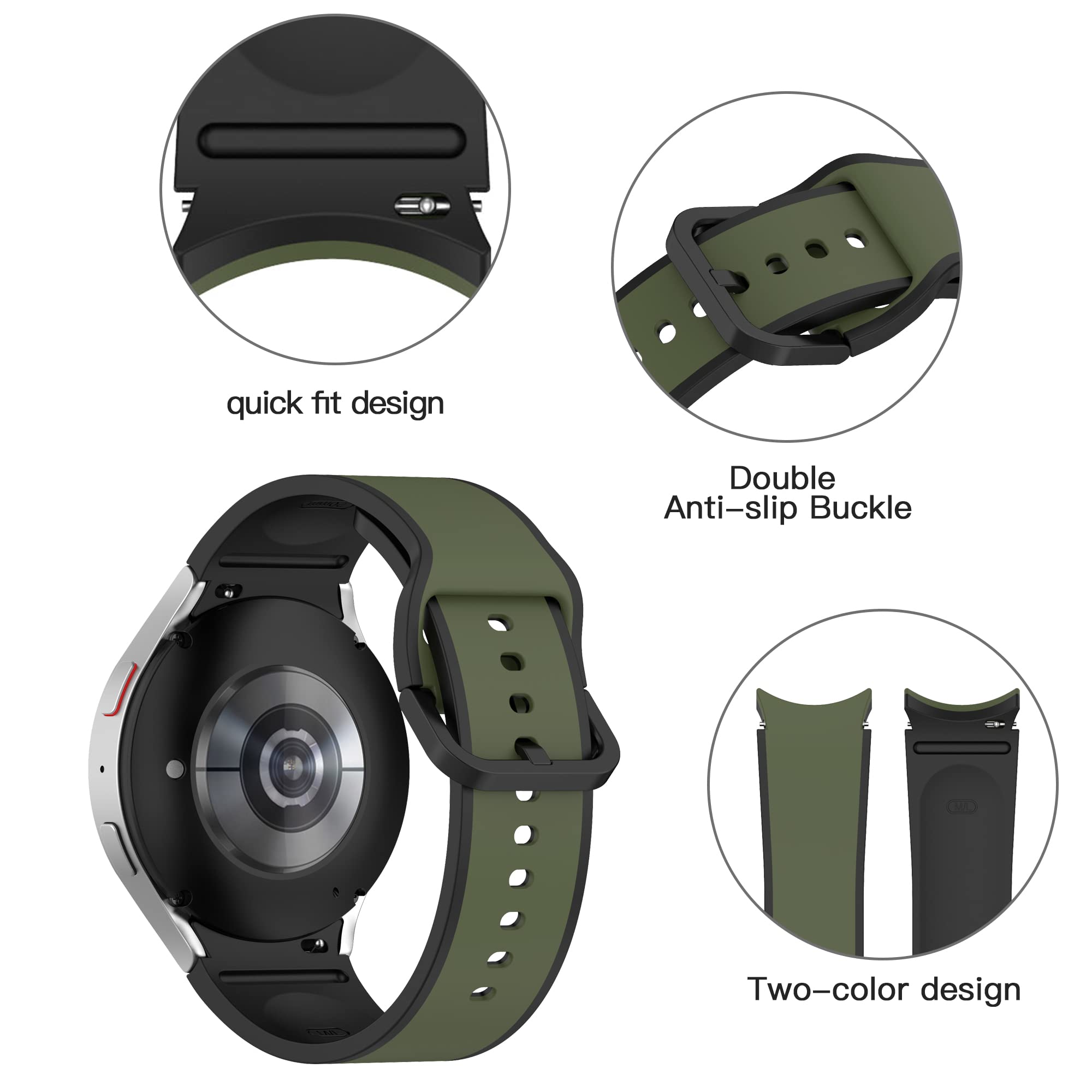 Bracelet de rechange réglable en silicone avec 10 couleurs compatibles avec Samsung Galaxy Watch 5 40 mm/44 mm, Galaxy Watch 5 Pro 45 mm pour homme et femme