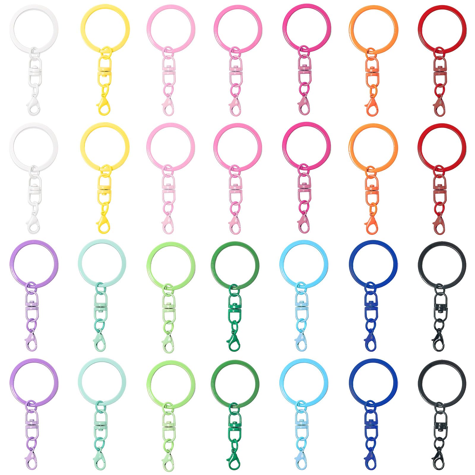 Lot De 28 Fermoirs Mousquetons Arc-en-Ciel Avec Porte-clés – Idéal Pour DIY, Bijoux, Sacs