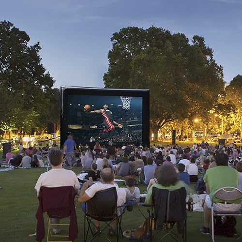 Miniatura 8 de Talvania Pantalla de proyector inflable de 12 pies para soplador de películas de TV al aire libre e interior, amarre, estacas, sacos de arena y