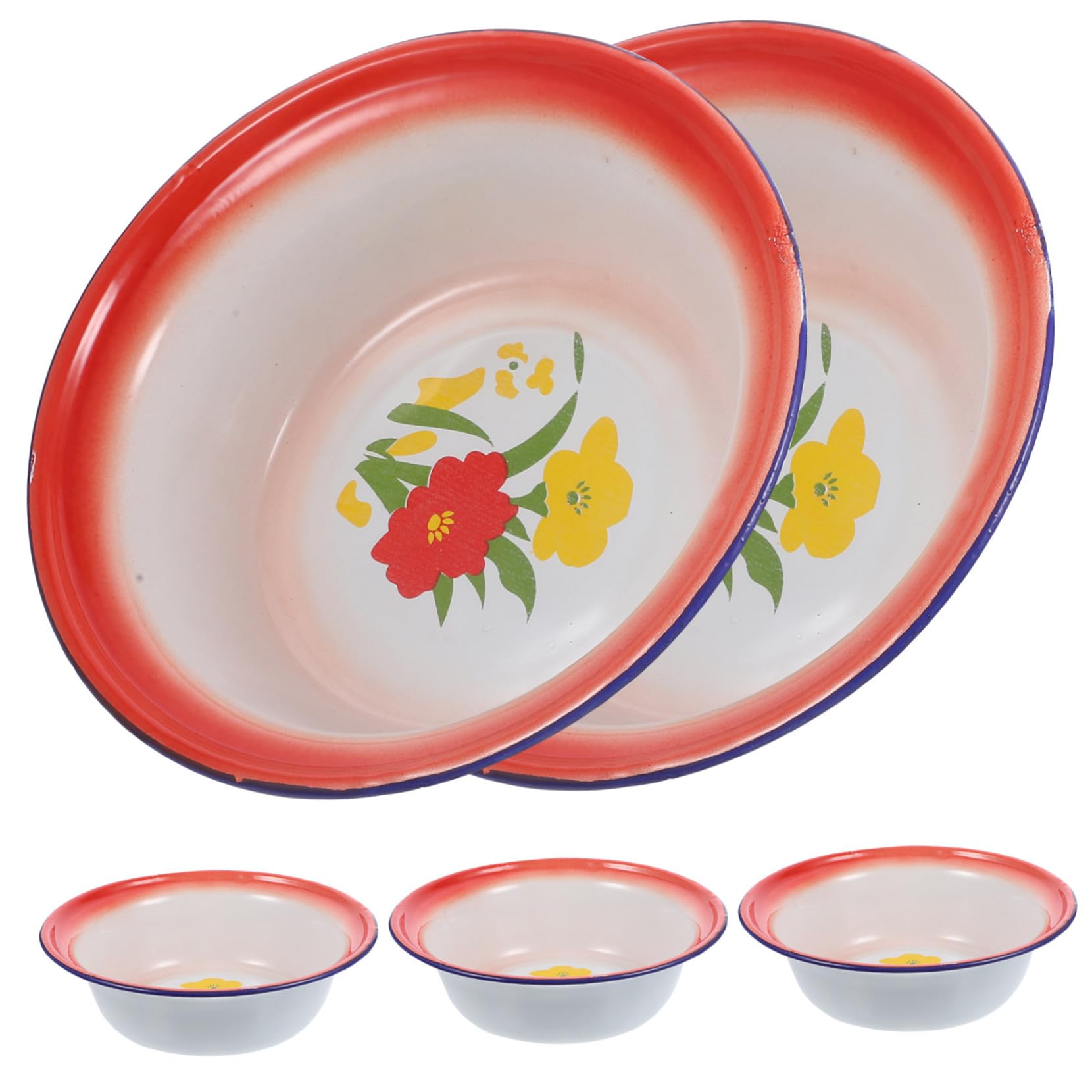 Plato Esmaltado Vintage 5 Piezas, Elegante y Compacto para Picnic Camping | Diseño Delicado y Reutilizable, Adecuado para Servir Frutas y Platos, Estilo Clásico, Acabado de Esmalte Estilo Aleatorio
