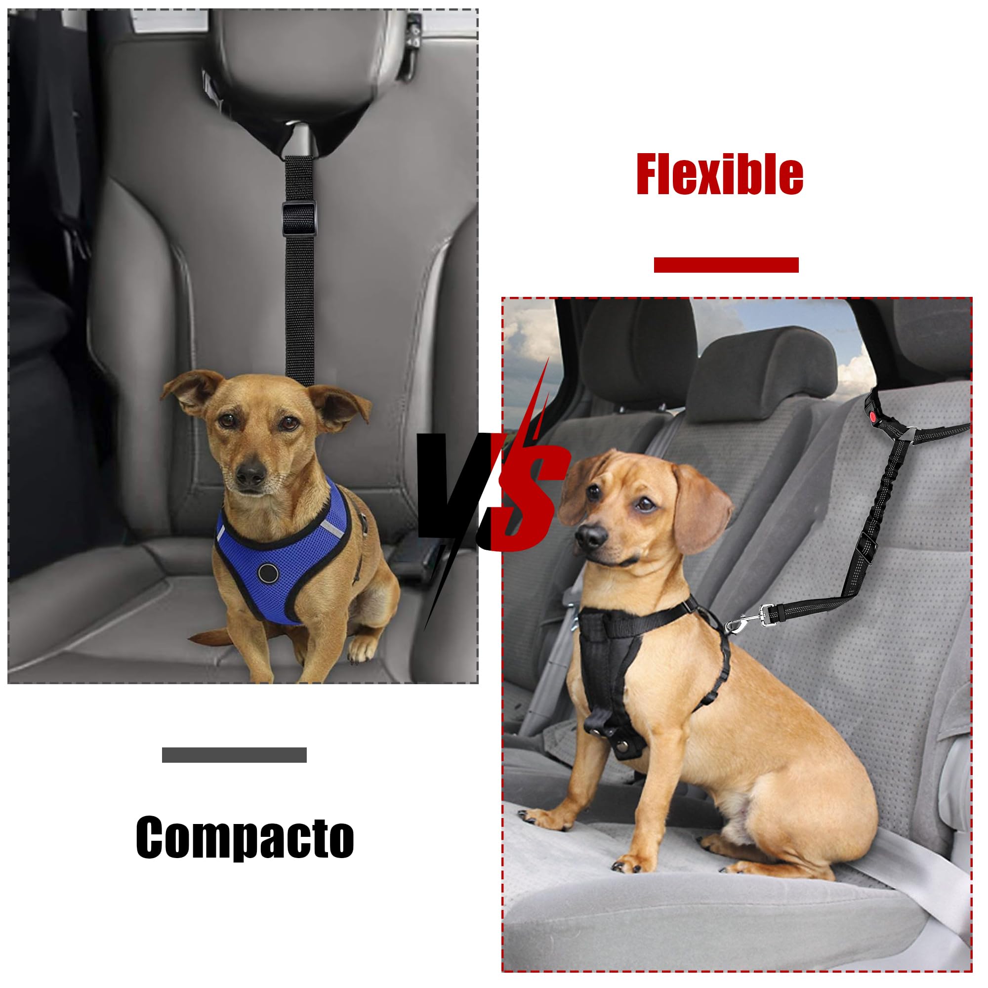 Ceinture Chien Voiture, Universel Harnais Voiture Réglable pour Chien & Chat avec Absorption des Chocs,Harnais Voiture pour Chiens,Ceinture de Sécurité pour Chien