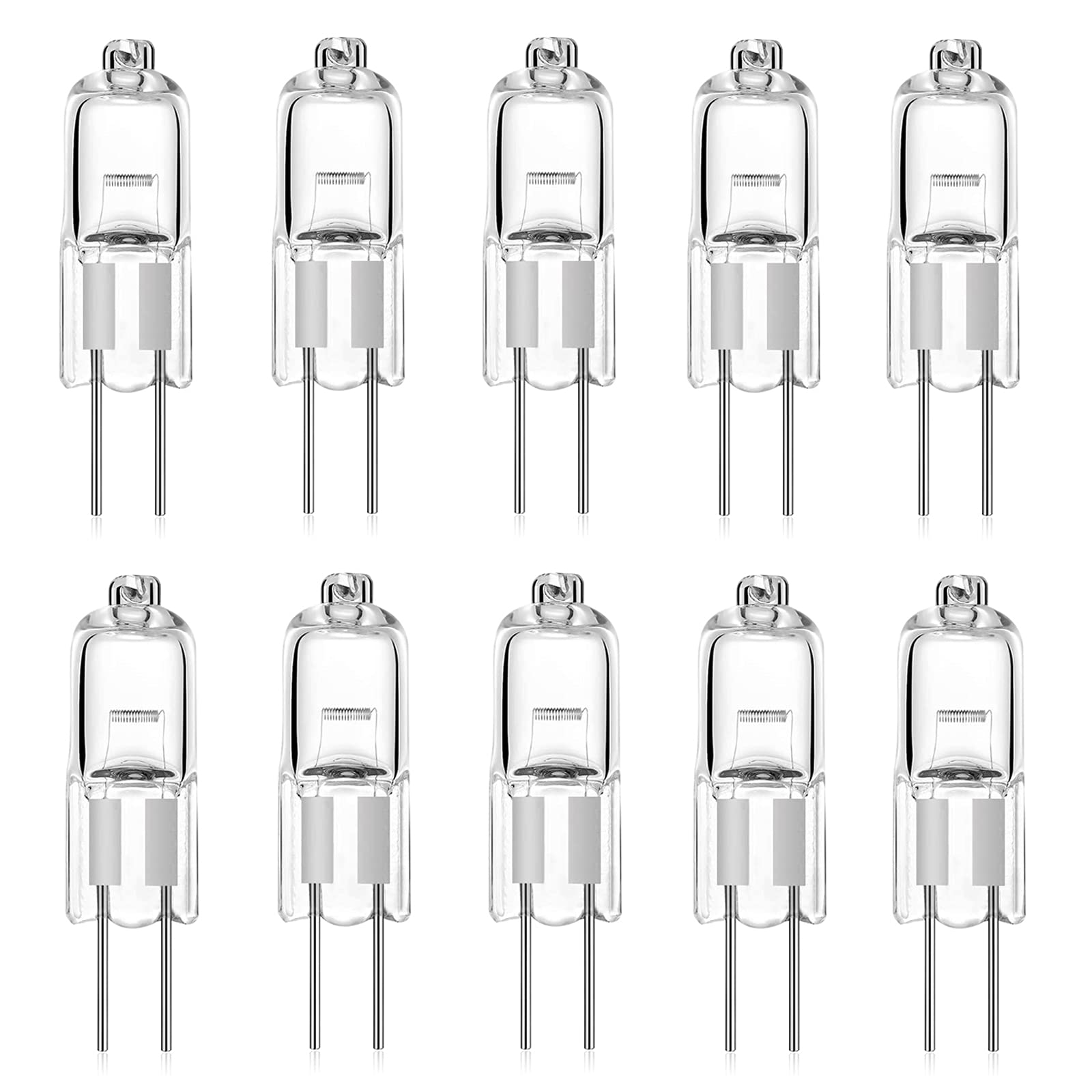 DoRight G4 Halogen Leuchtmittel 10W, 12V Klare Kapseln Halogenlampen G4 Bi-Stiftsockel, Warmweiß 2800K, 120lm 12V Dimmbar Niederspannung Glühbrine 10 Stück, XK-1588-WWx10-UK-FBS