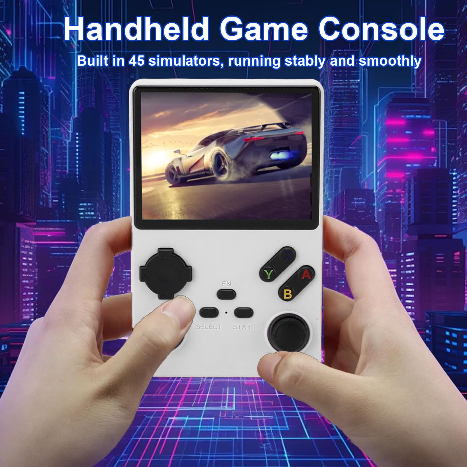 Vikye V40 Pro Handheld Game Console, 3,5 -calowa Konsola Gier w Retro, Naładowane Klasyczne 3800 MAh Podwójne Joysticks Handheld Console (WHITE)