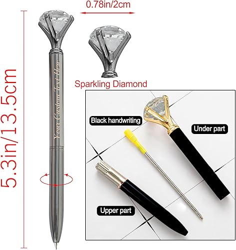 Miniatura 5 de 1 bolígrafo de diamante con cristal, bolígrafos personalizados a granel con grabado sin nombre, bolígrafos de diamante personalizados, lápiz óptico