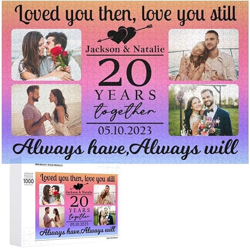 Miniatura 8 de Rompecabezas personalizado de fotos de 1000500300 piezas, rompecabezas de madera personalizado para parejas, familia, amigos, mascotas en el día de