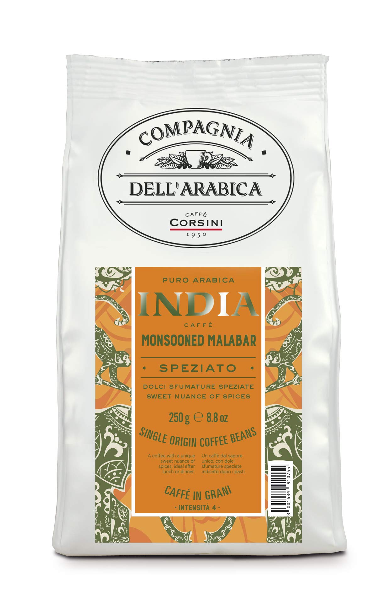Caffè Corsini - Kawa Ziarnista 3x250g Compagnia Dell'Arabica Mix Brazylia/Kolumbia/Indie, Single Origin, Łącznie 750 g