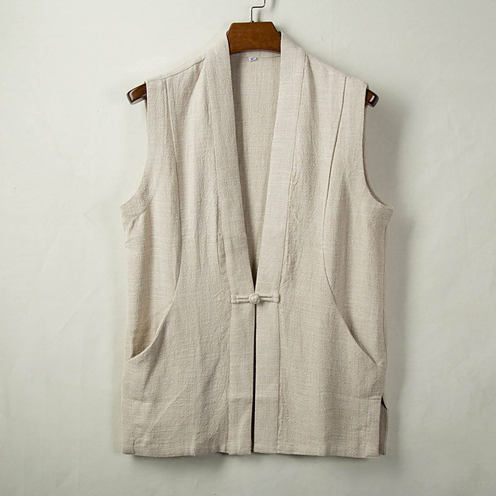 Gilet in lino, da uomo, in lino, estivo, senza maniche, per uomo