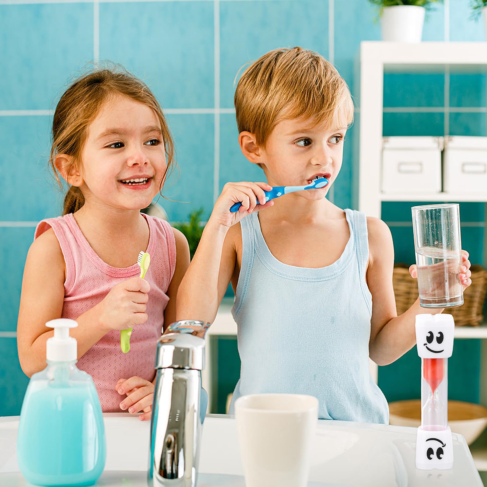 Lot De 7 Sabliers Souriants 3 Minutes - Minuteur Enfant Pour Brossage Des Dents, Cuisine, Jeux - Couleurs Vives