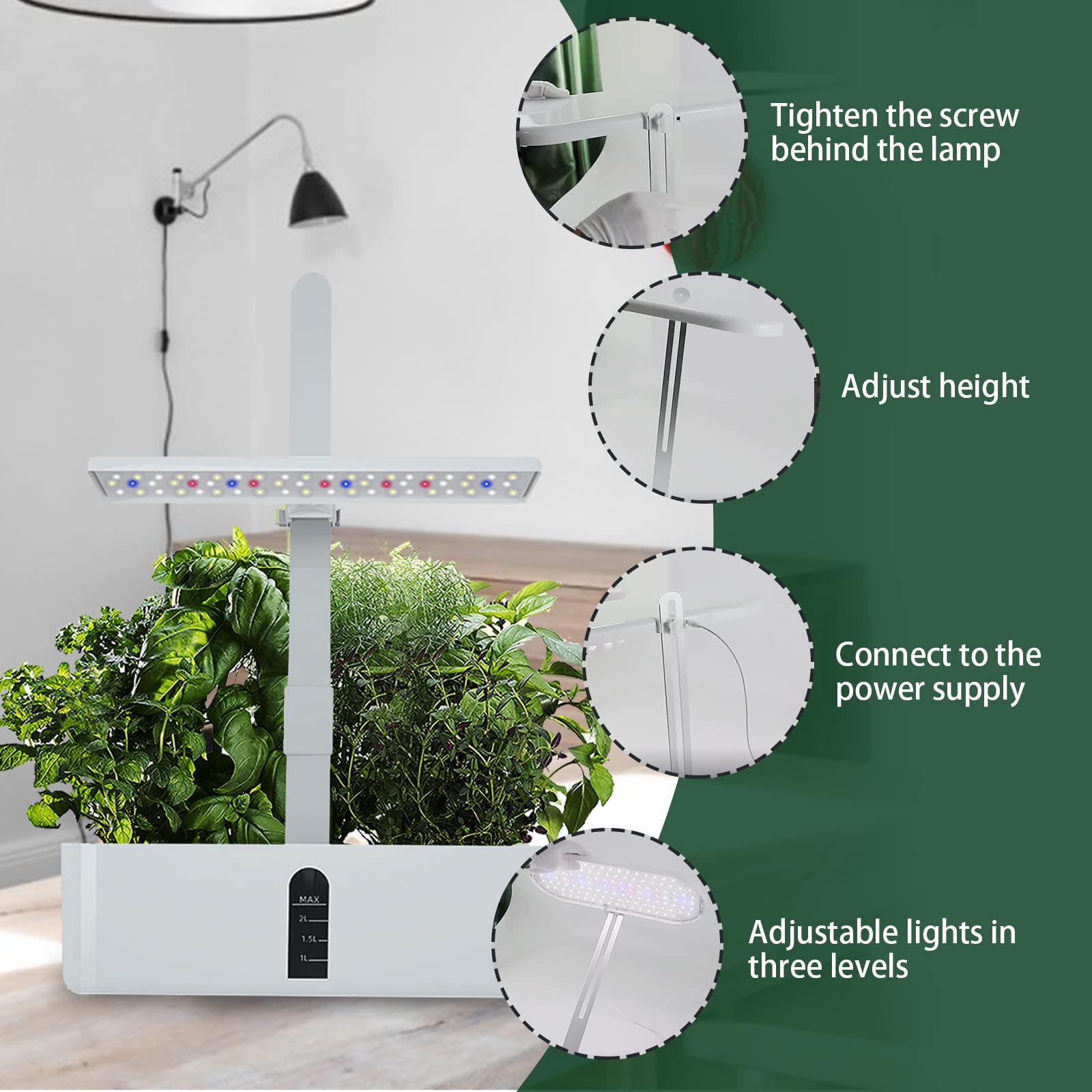 Smart Garden Kit Giardino autonomo Intelligente con Timer Automatico, Altezza Regolabile per la casa e la Cucina
