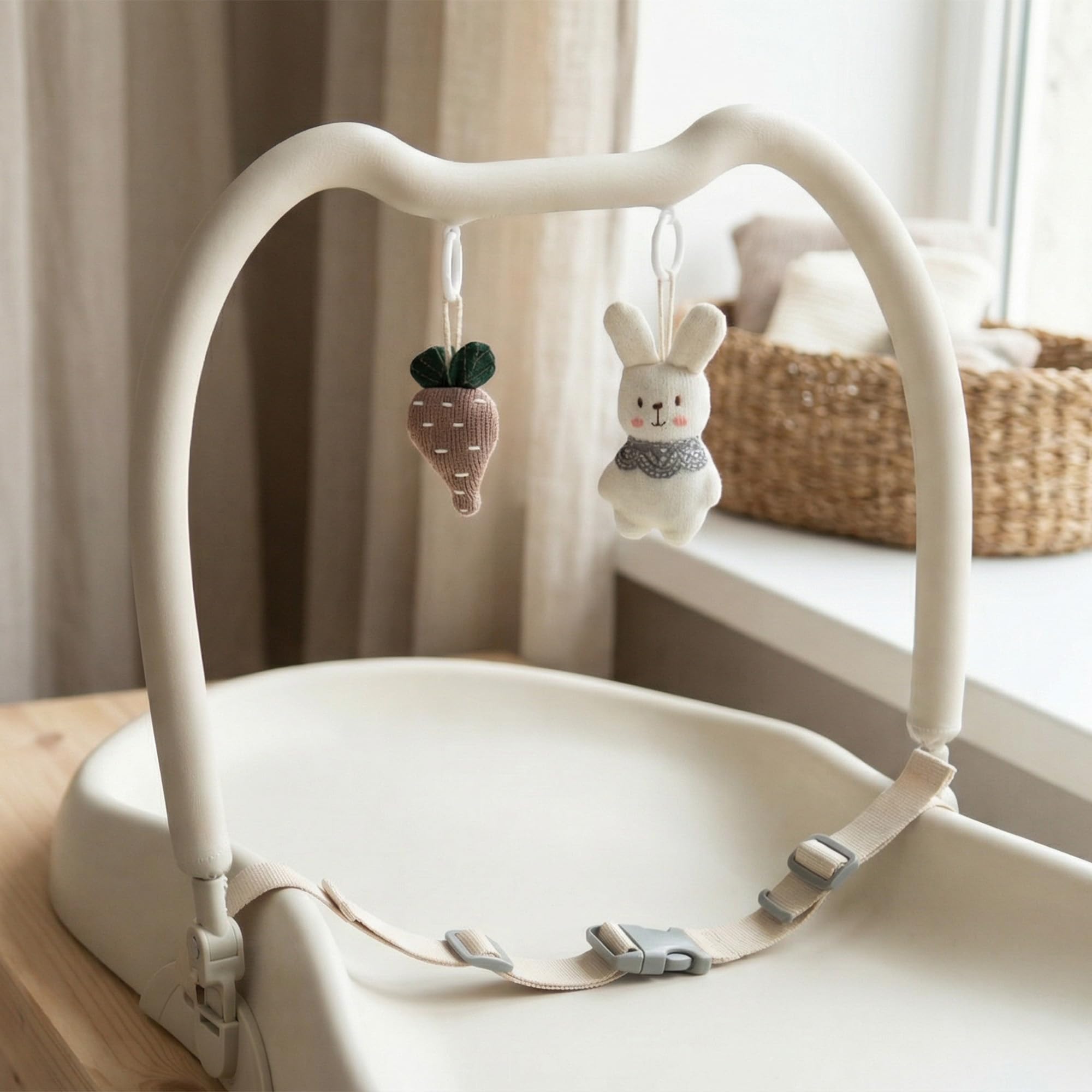 Beroring Wickelauflage Wickelunterlage abwaschbar mit erhöhten Seiten und verstellbarem Gurt rutschfester Unterseite für Wickeltisch Wickelkommode Wickelaufsatz für Babys Soft Linen