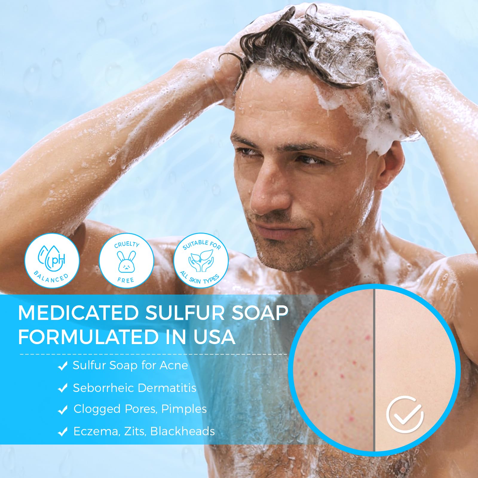 OUKEYA 10% Sapone Allo Zolfo, Sapone Viso Pelle Grassa, Acido Salicilico, Olio di Tea Tree, Aloe Vera, Antibatterico, Lenitivo, Pulizia Profonda, Riparazione Della Barriera Cutanea, 2 x 115g