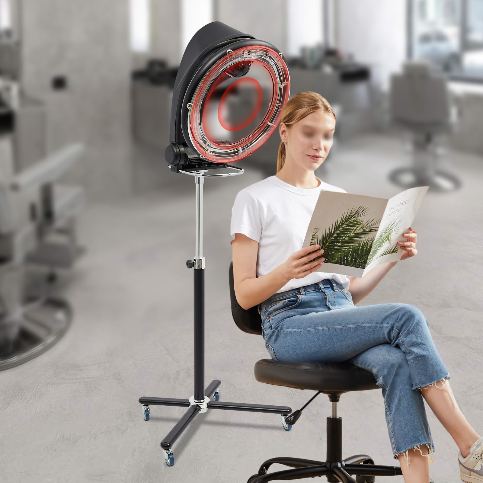 3 in 1 Orbital Infrarot Haartrockner, Salon Haartrockner, Haartrockner 950W, höhenverstellbar 52,76-68,11 Zoll, Timer 0-60 Minuten, Trockenhaube für Friseursalons