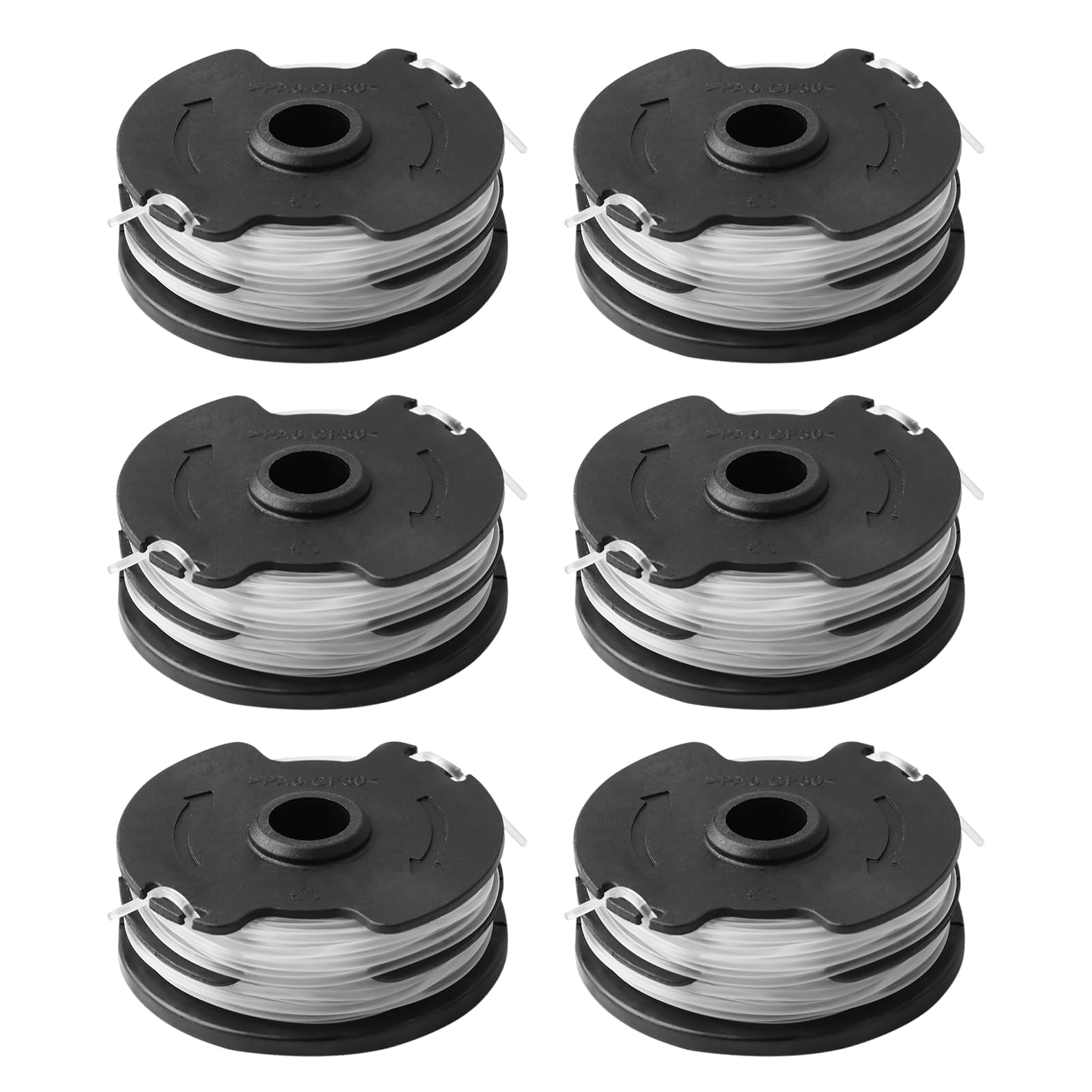 6 Bobine de Fil de Rechange Compatible avec Parkside PRTA 20-Li A1/B2/C3, PRT 300 A1,PRT 50 A3, 1,65 mm 10 m Coupe Bobine Portafilo et Longueur per PRT 550 A1/A3, PRTA TA 20-Li, C3-IAN 365589