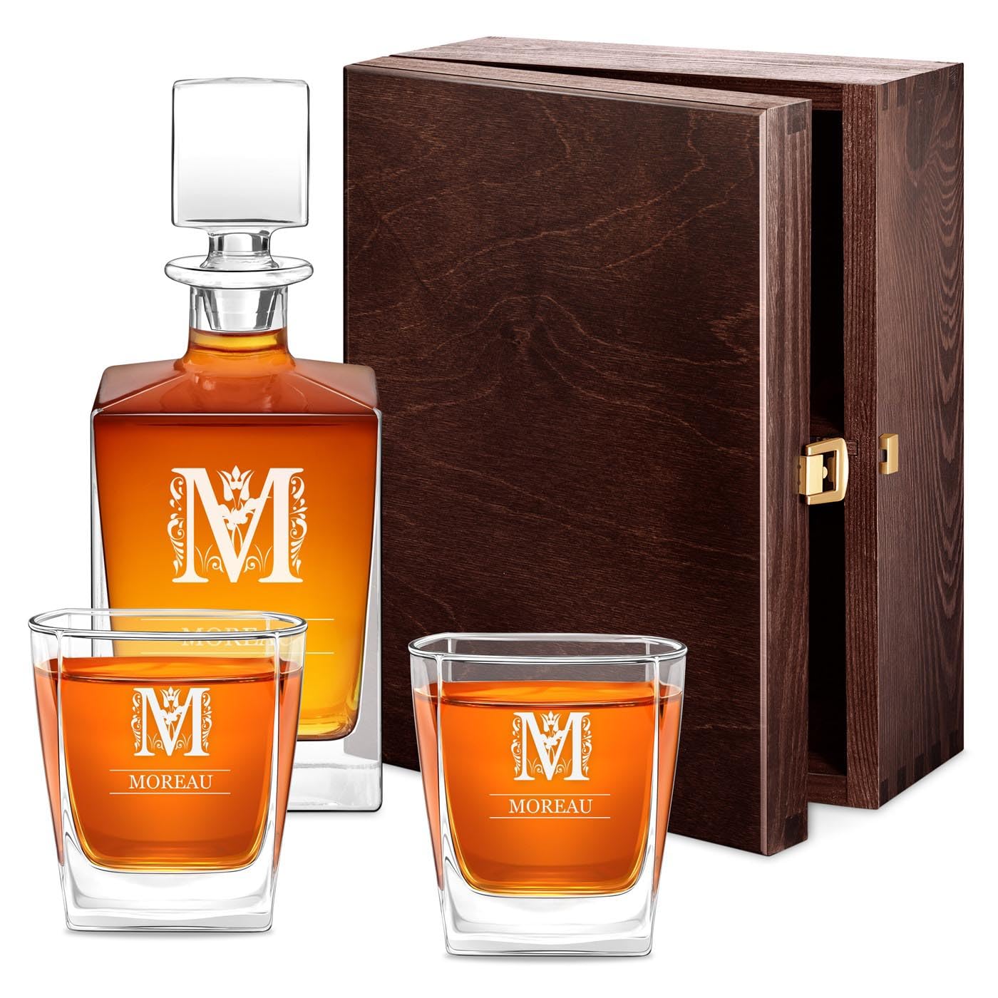 Maverton Service à whisky personnalisé, Set de Carafe Whisky + 2/4/6 verres