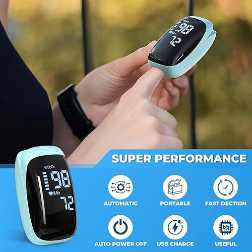 Miniatura 2 de Oxímetro de pulso de la yema del dedo, medidor de oxígeno, saturación de oxígeno en sangre con cordón, monitor de pulso recargable, lectura Spo2
