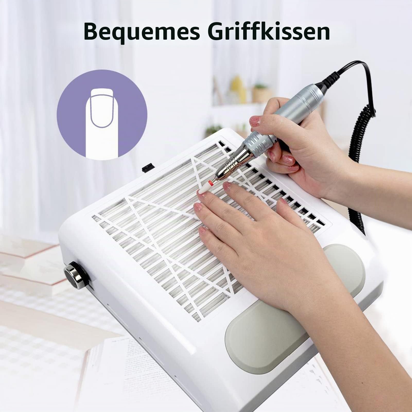 Nagel Staubsauger Professionelle Staubabsaugung Nagelstudio & Zuhause, 80W Leistungsstarker Nagelsauger mit Filter,2 Stufen&einstellbare Geschwindigkeit,Leiser Nagel Staubabsaugung Pink