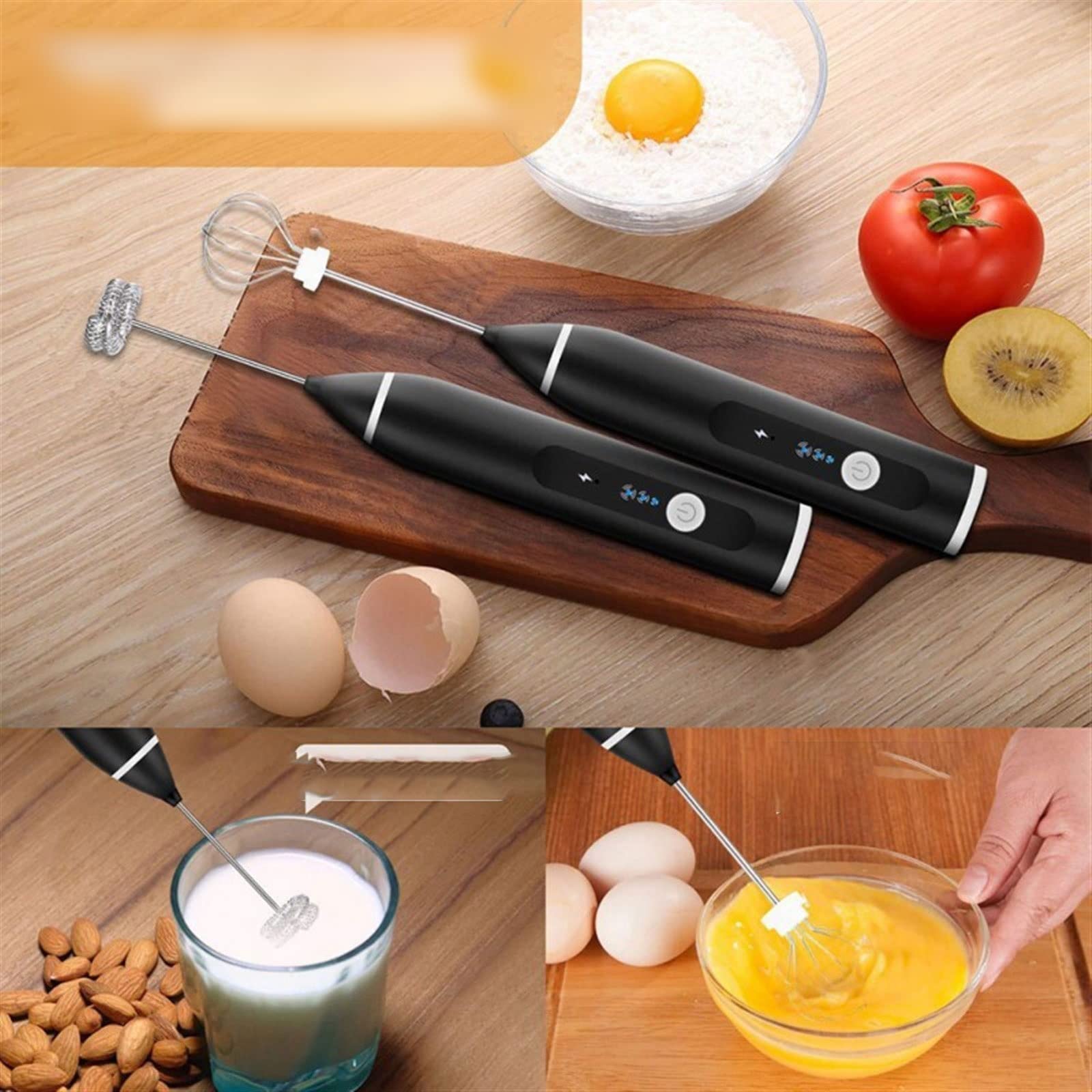 Générique Mixeur Portatif Rechargeable par USB, Fouet électrique, Mousseur à Lait, Crochet Autonettoyant, pour Mélanger Le Café, Le Lait Et Autres Boissons