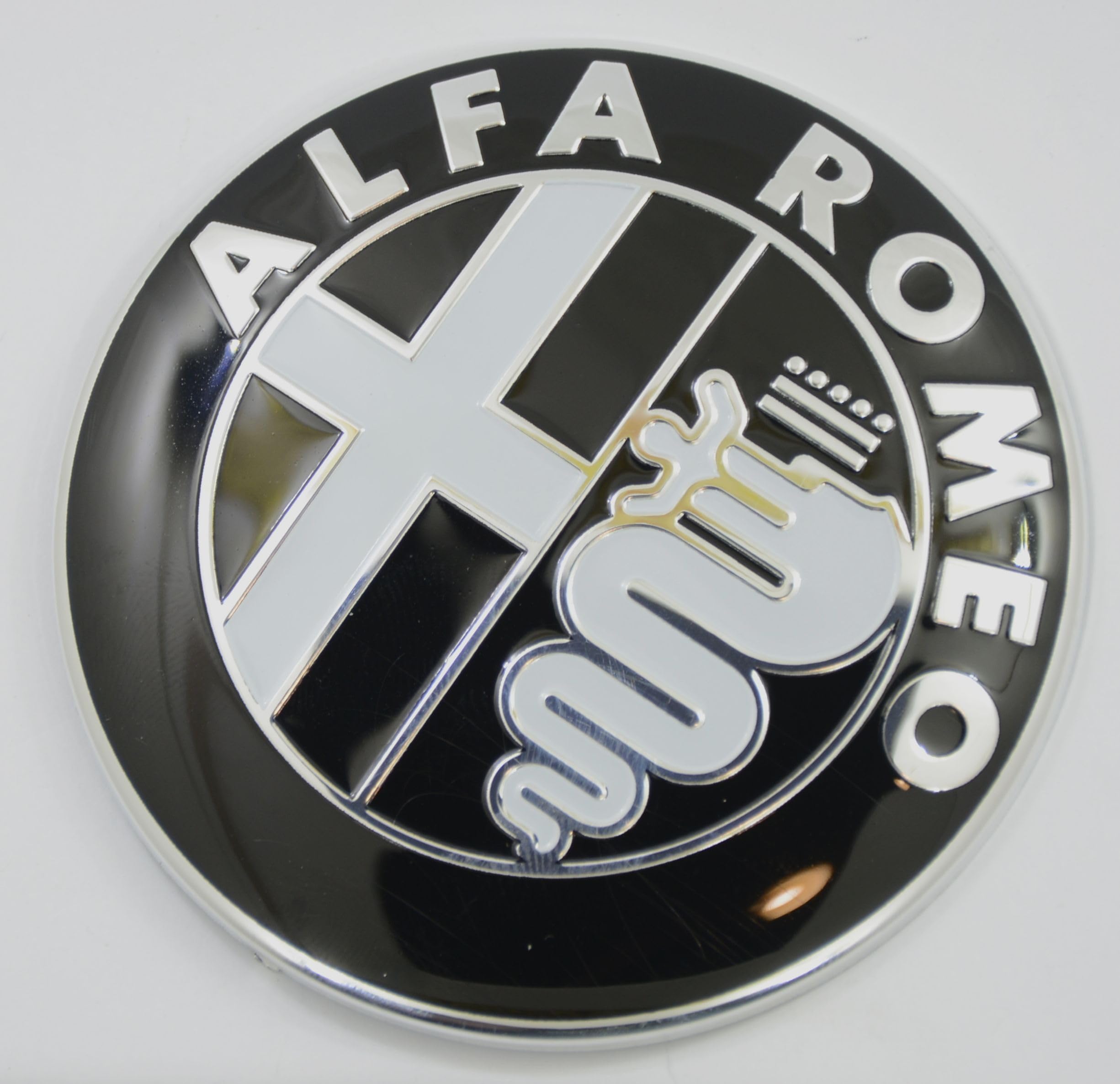2 Badges Compatibles Avec Alfa Romeo New Black 74mm Emblem