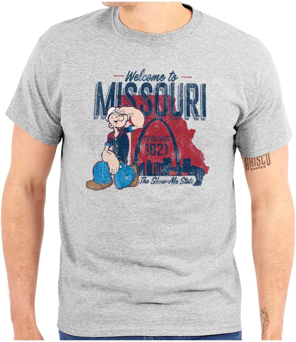 Brisco Brands Popeye Cartoon American States Graphic T Shirt Men or Women