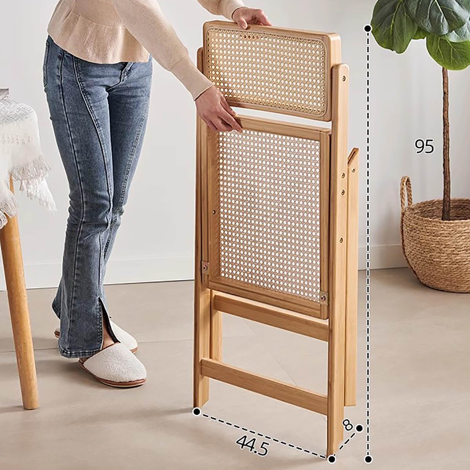 Mid Century Klappbarer Bambus-Rattan-Stuhl fr drinnen und drauen, robust,  tragbar, Loungesessel fr Gste, Kche und Bro, 45 x 54 x 82 cm :  Amazon.de: Kche, Haushalt & Wohnen