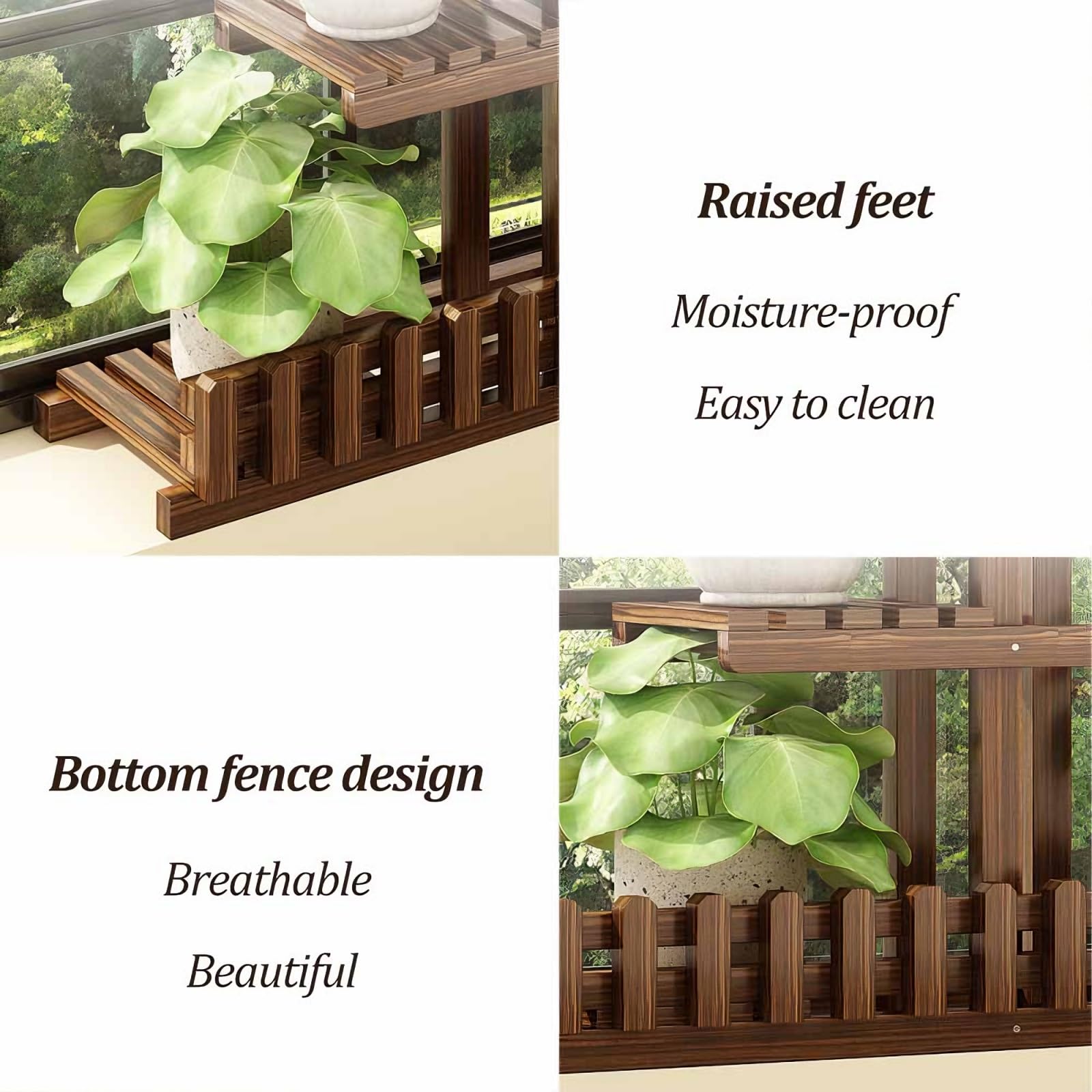 Étagère d'angle à 3 niveaux en bambou pour fleurs en pot, organisateur de rempotage pour jardin, terrasse, véranda et balcon