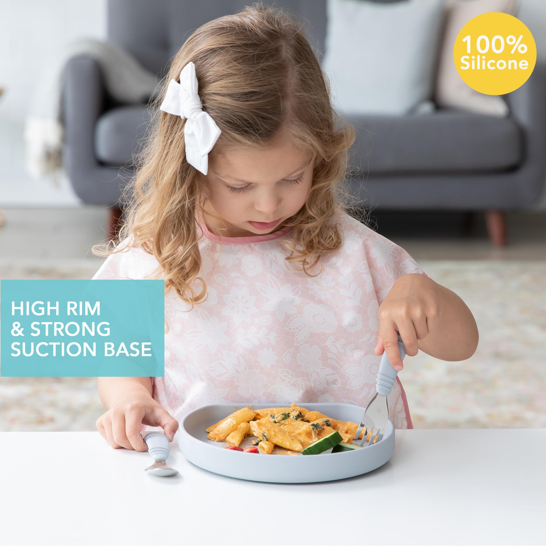Bumkins Toddler and Baby Suction Plate, Silicone Grip Dish for Babies and Kids Baby Led Weaning, Children Feeding Supplies - Image 2