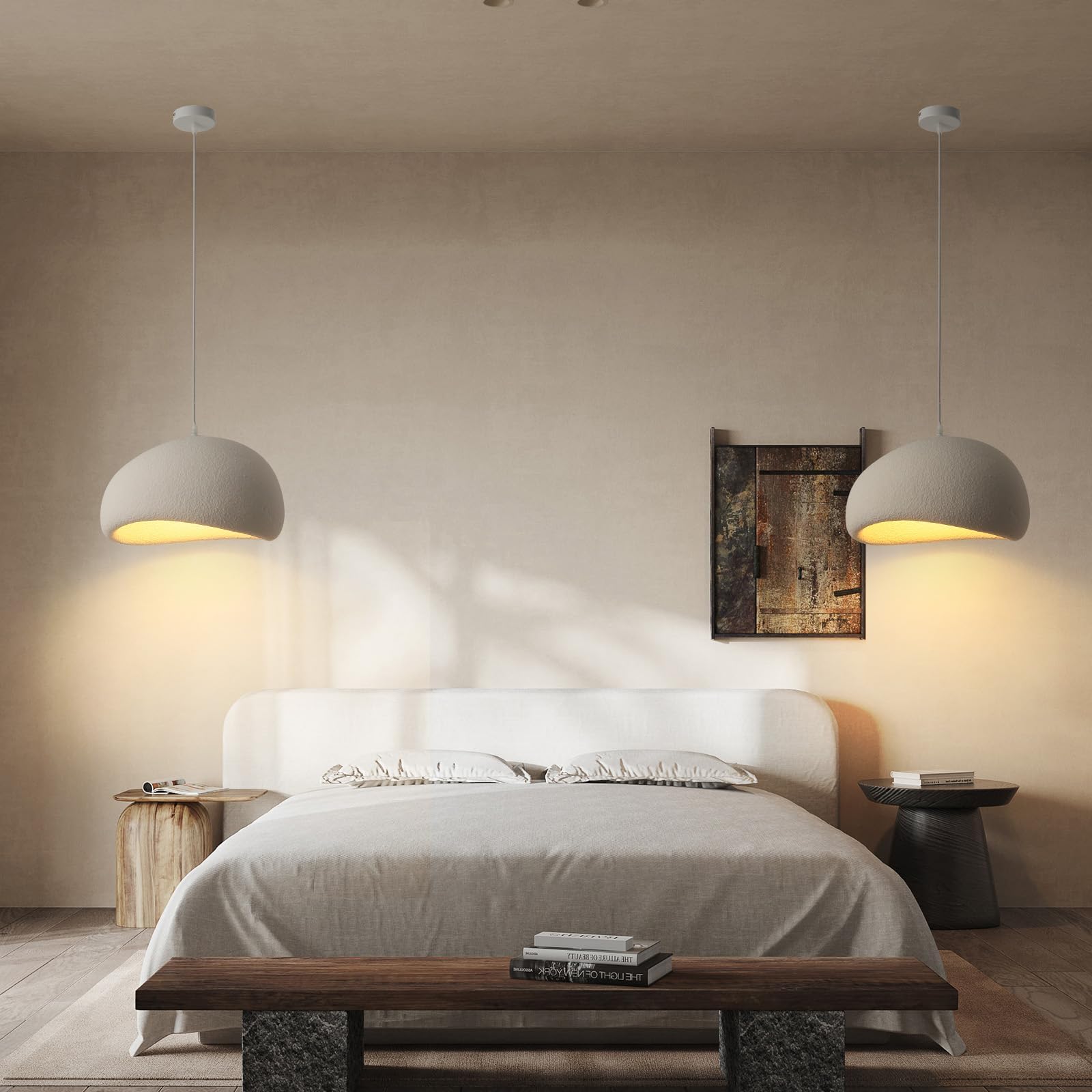 40cm moderne suspension E27 blanc Shell suspension pour restaurant Wabi Sabi plafonnier Japon Wabi Sabi style nid d'oiseau forme éclairage lampe île de cuisine lampe couloir salle à manger