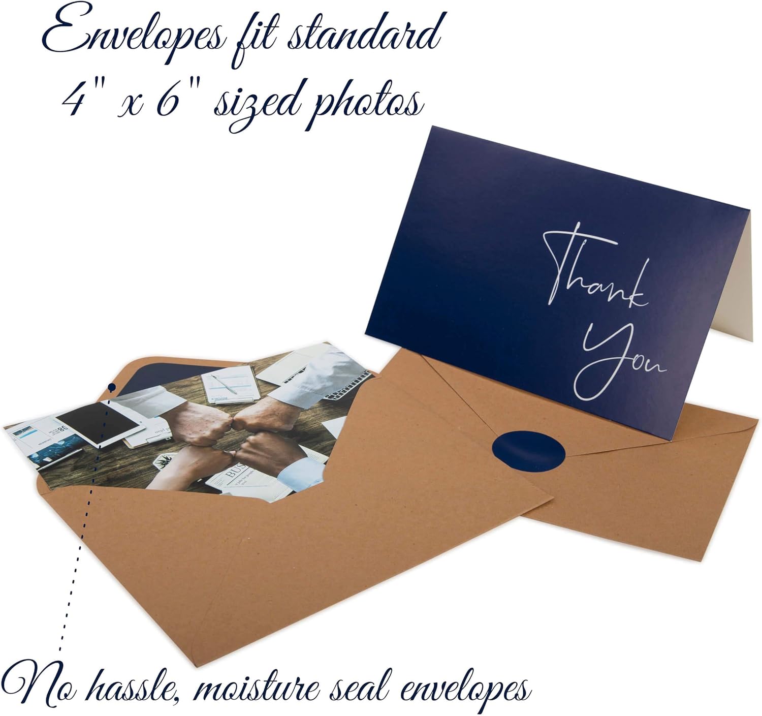 100 Navy Blue Thank You Cards with Envelopes & Stickers | Classy Thank You Notes Bulk Box Set | Large Professional Looking 4” x 6" Cards Perfect for Business, Graduation, Baby Shower & Wedding : Office Products