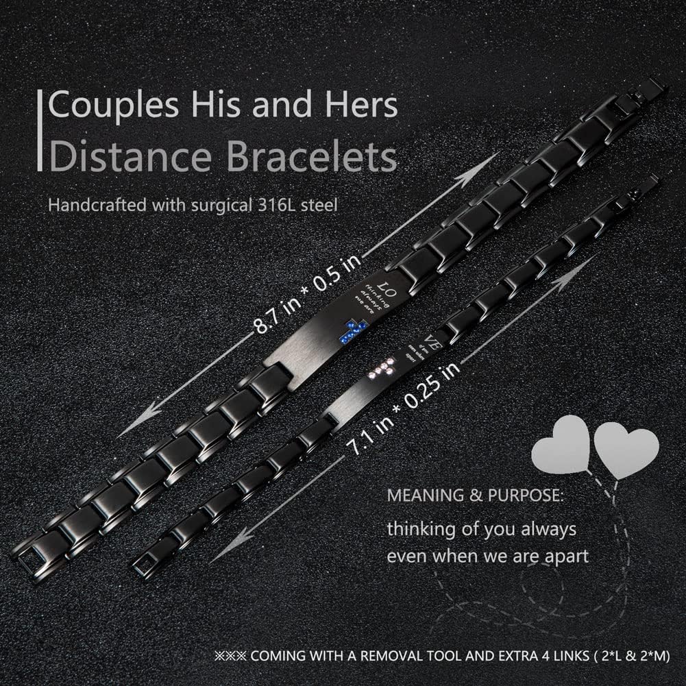 Wolentty Couples Distance Bracelets Love Matching Bracelets Gift for Valentines Day