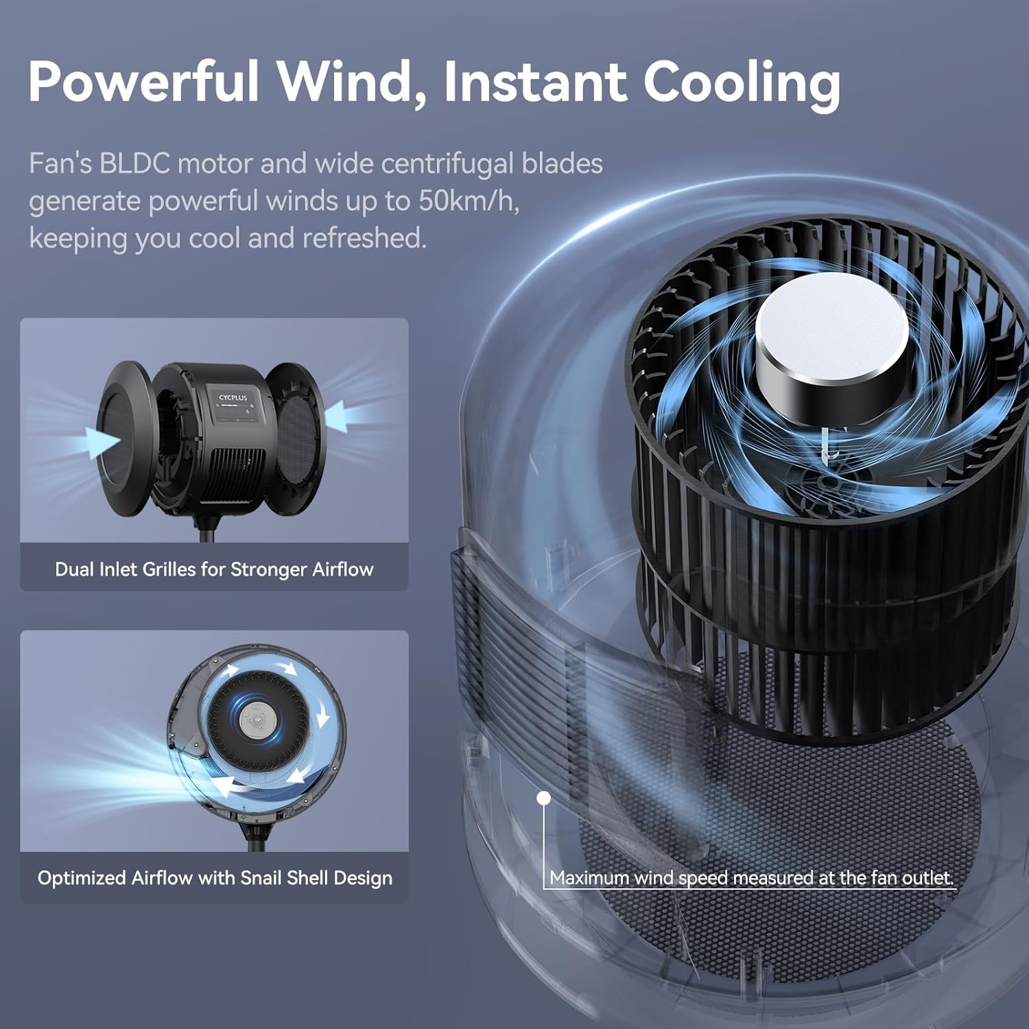 Diagram showing the assembly steps for the CYCPLUS Smart Indoor Cycling Fan F1 with the adjustable stand.