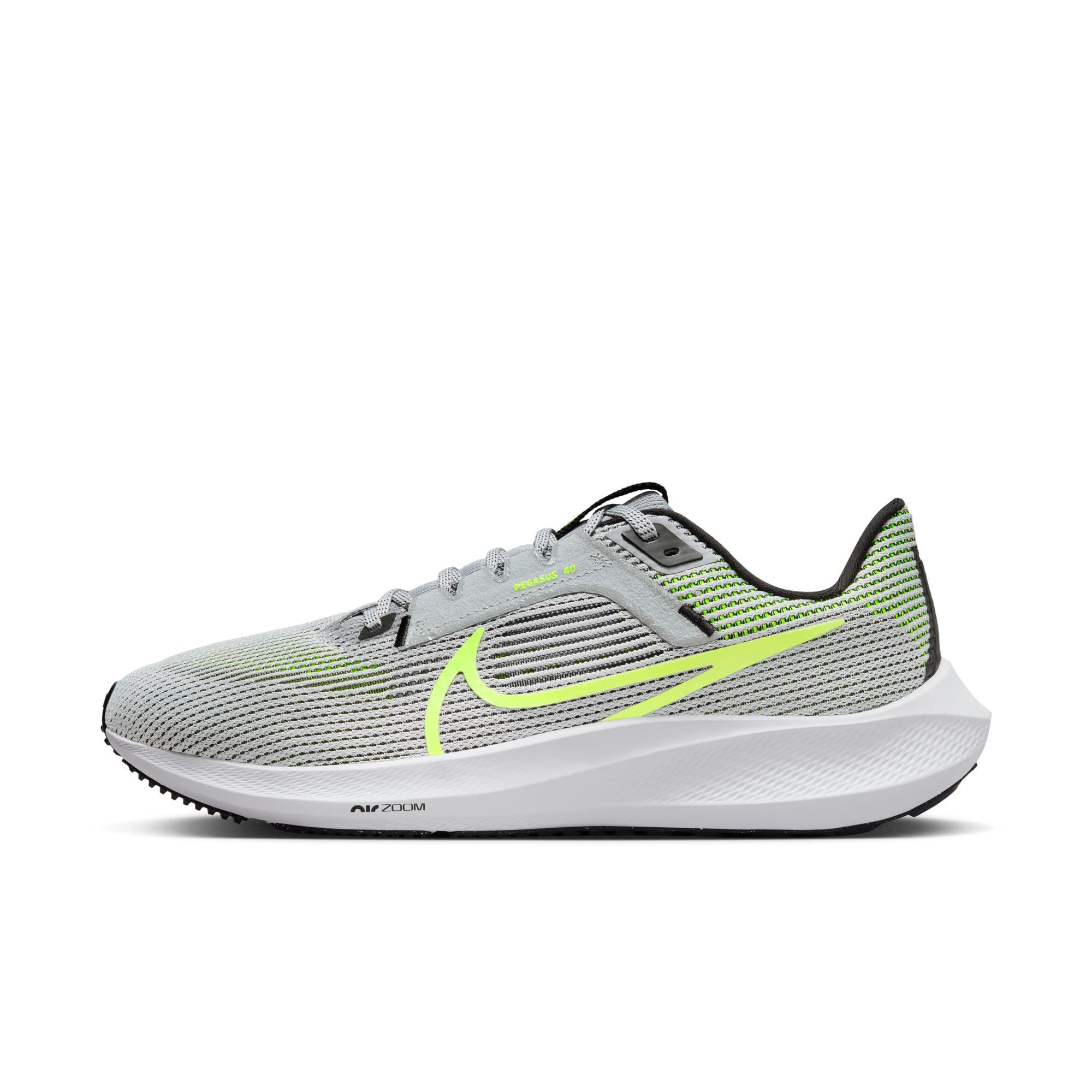 Nike Air Zoom Pegasus 40-Wolf Grey/Volt-Black-White-Dv3853-004-11 - Mens, Running Shoes