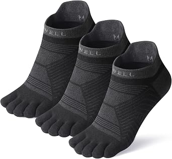 VWELL Toe Socks for Men/Women, COOLMAX Five Finger Socks, High Performance Athletic Toe Socks No Show 3Pairs