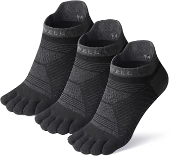 VWELL Toe Socks for Men and Women, COOLMAX Five Finger Athletic No Show Socks (3 Pairs)