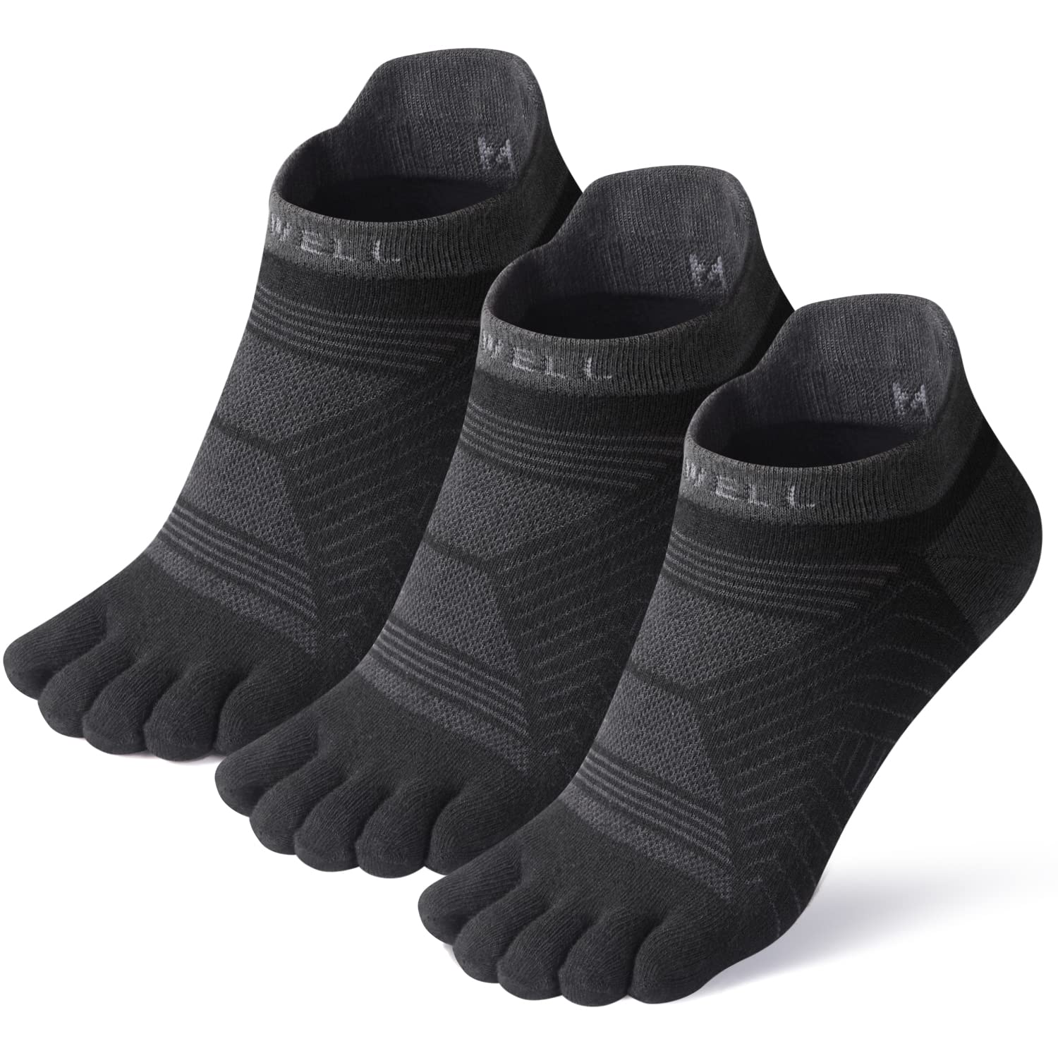 VWELL Toe Socks for Men Women COOLMAX Five Finger Socks High Performance Athletic Toe Socks No Show 3Pairs