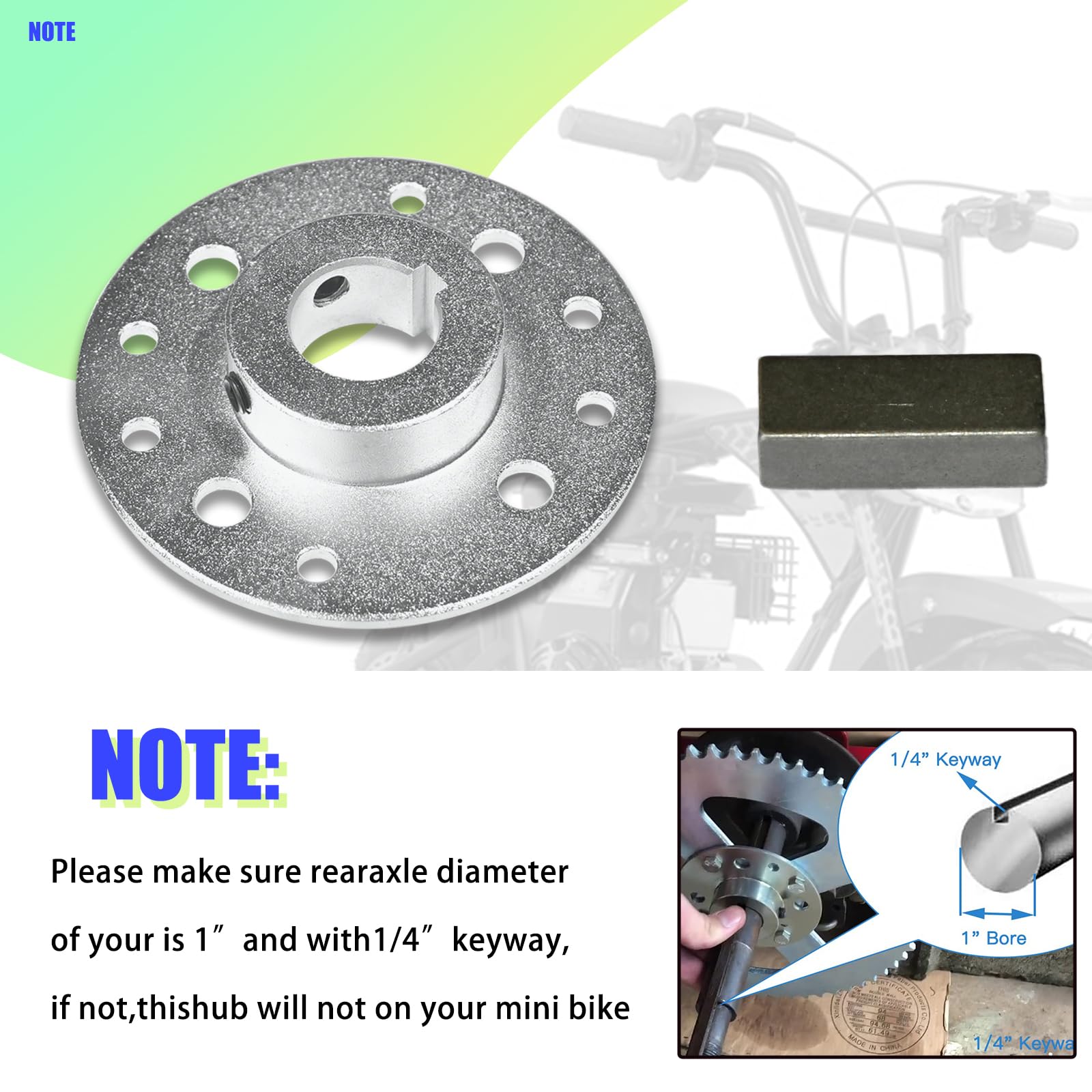 Sprocket Hub Adapter – 1 Zoll Achse, 1/4 Zoll Passfeder, Für 6,5 PS Go-Kart, Buggys & Drift-Trikes, Aus Legiertem Stahl