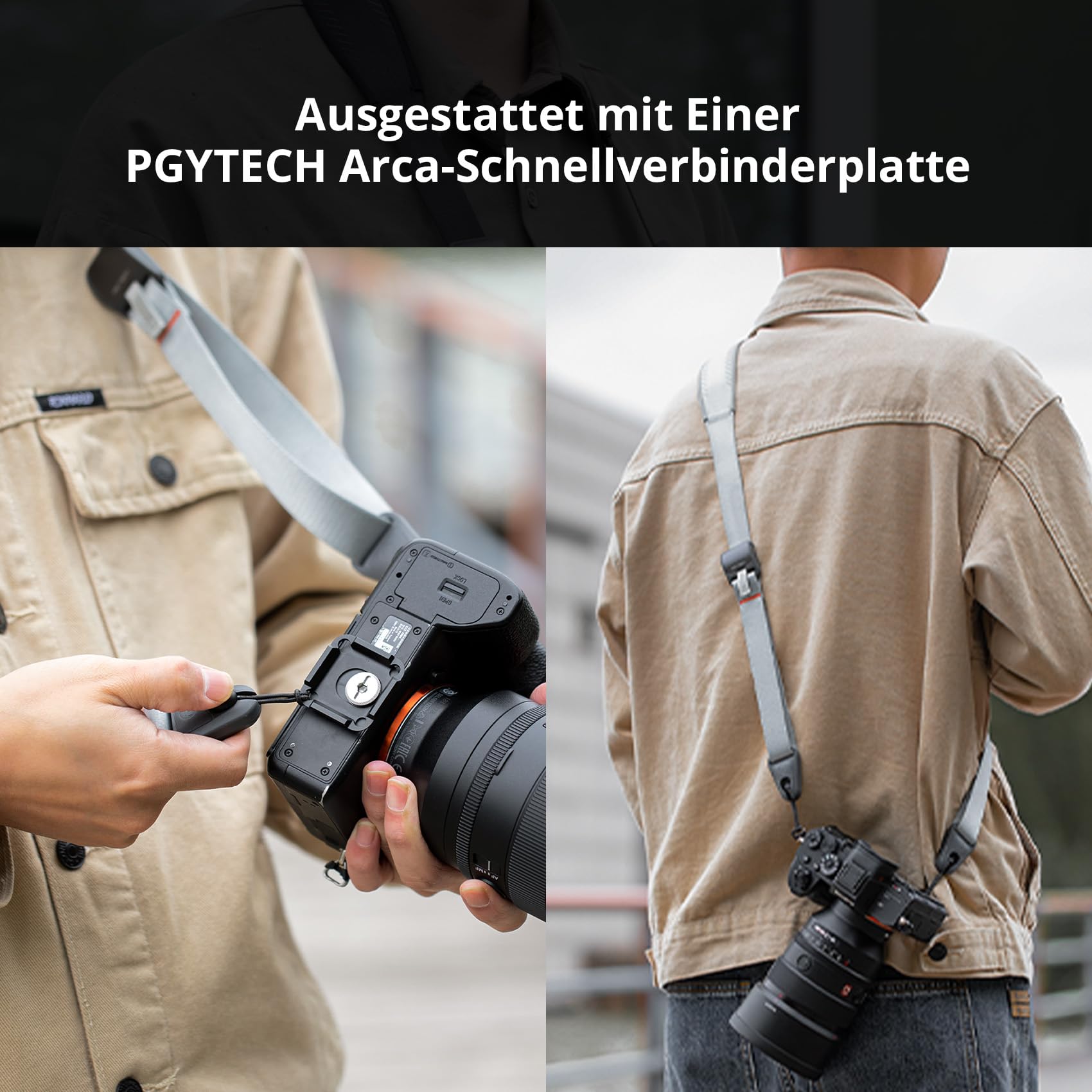 PGYTECH Kamera Schultergurt Breit Kameragurte für Fotografen 110-152 CM Verstellbarer Schnellverschluss Kamera Nackengurt für DSLR SLR