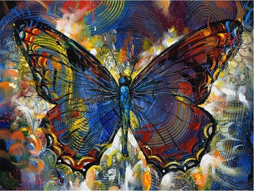 Broderie 5D papillon jaune bleu, kit de peinture diamant 50x70 cm