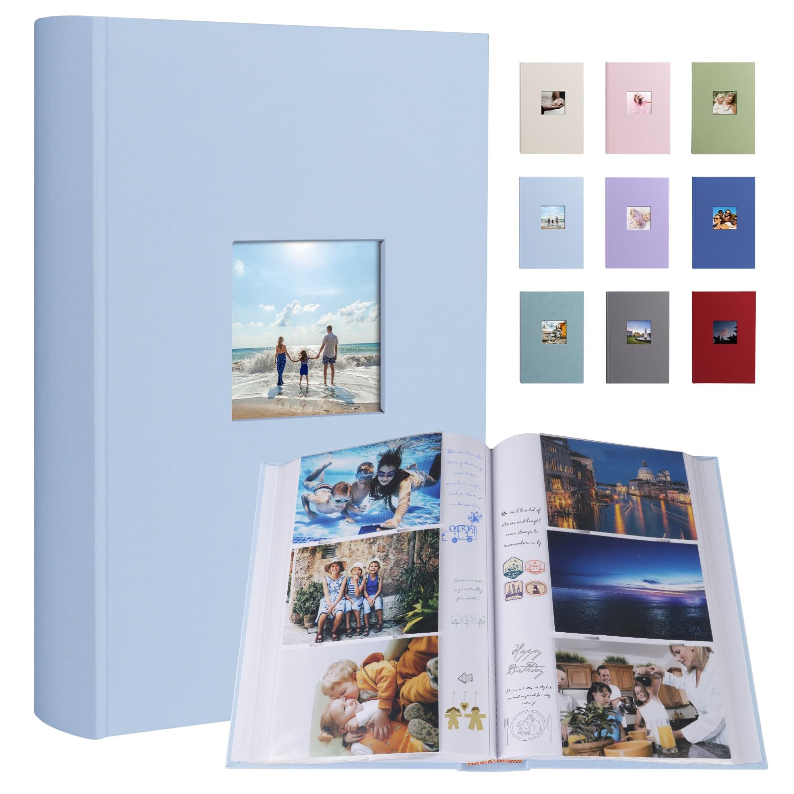 Photo 1 of 1DOT2 Photo Album 4x6 420 Photos With Writing Space, Linen Cover With Memo Slip-in Pockets, Pictures Album Book for Wedding Kids Travel Family Baby (Beige)
