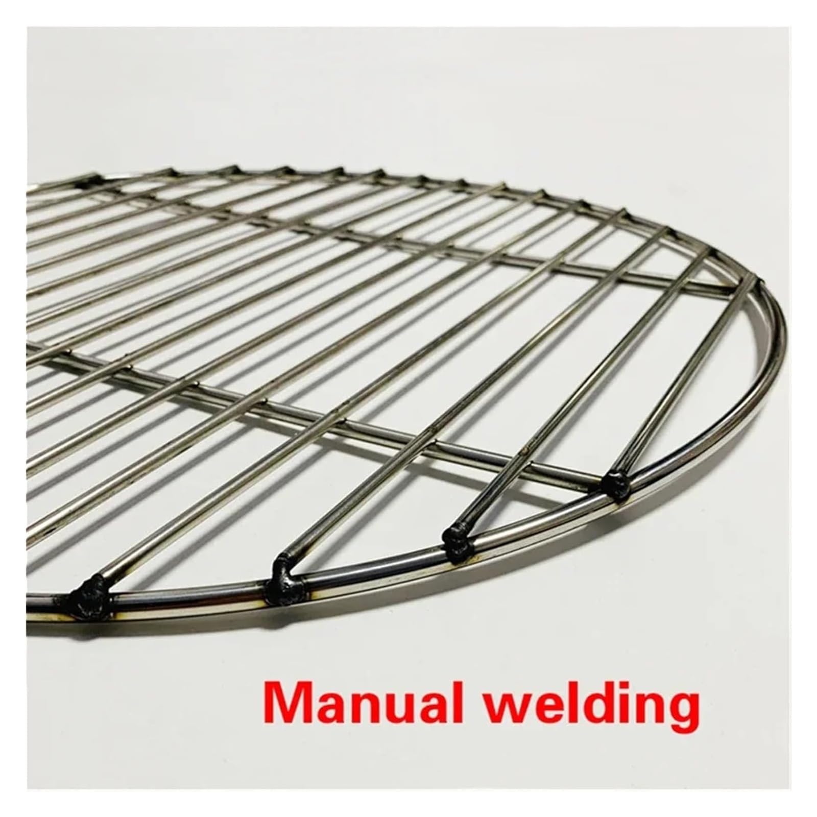 Zapasowy ruszt do grillowania, Okrągła siatka na grilla ze stali nierdzewnej Srebrna 28-50 cm Camping Piesze wycieczki Pieczenie świeżym powietrzu Palenie(40cm Have ears)