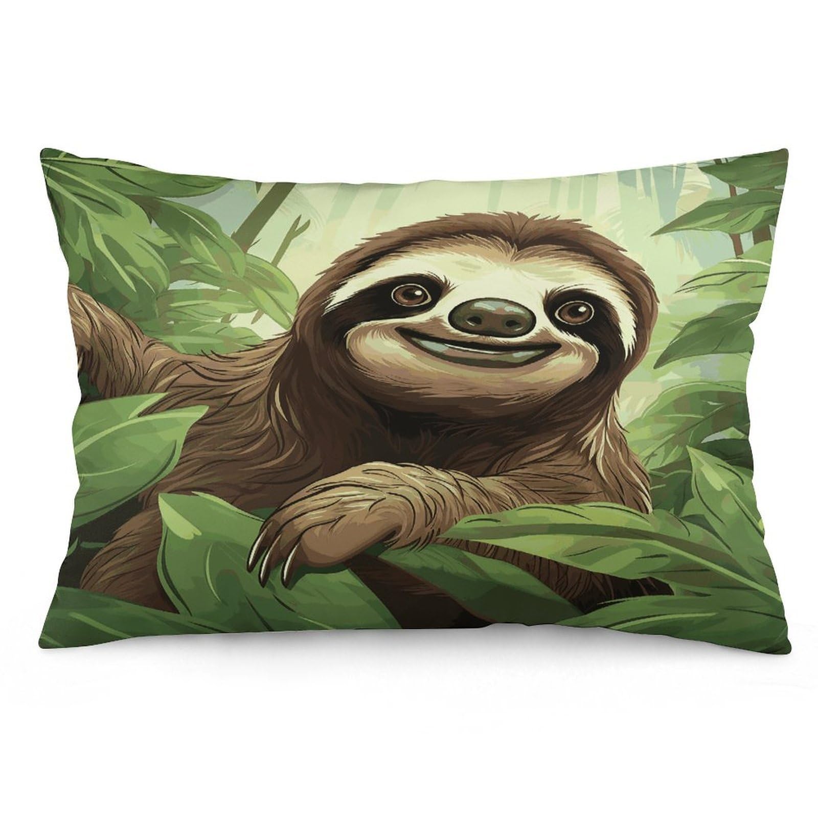 Sloths Background1 Throw Pillow Covers with Silent Zipper Polyester Pillow Protectors Removable Pillow Cases Soft Pillowcase Cozy Pillow Sham Cushion Cover for Sofa Car Bed 16 "x24